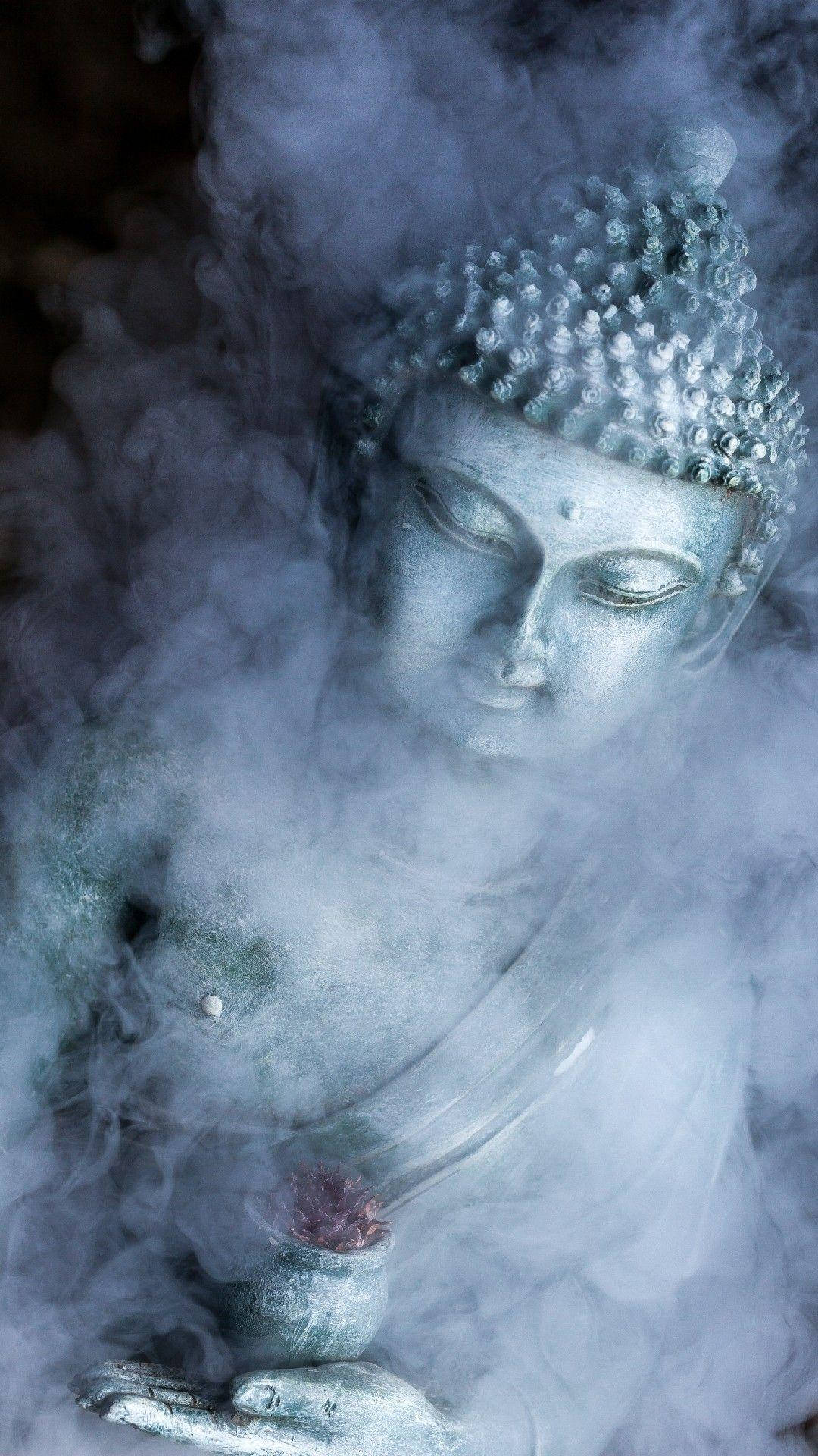 Buddha, silver, smoke incense, Full HD Phone Wallpaper