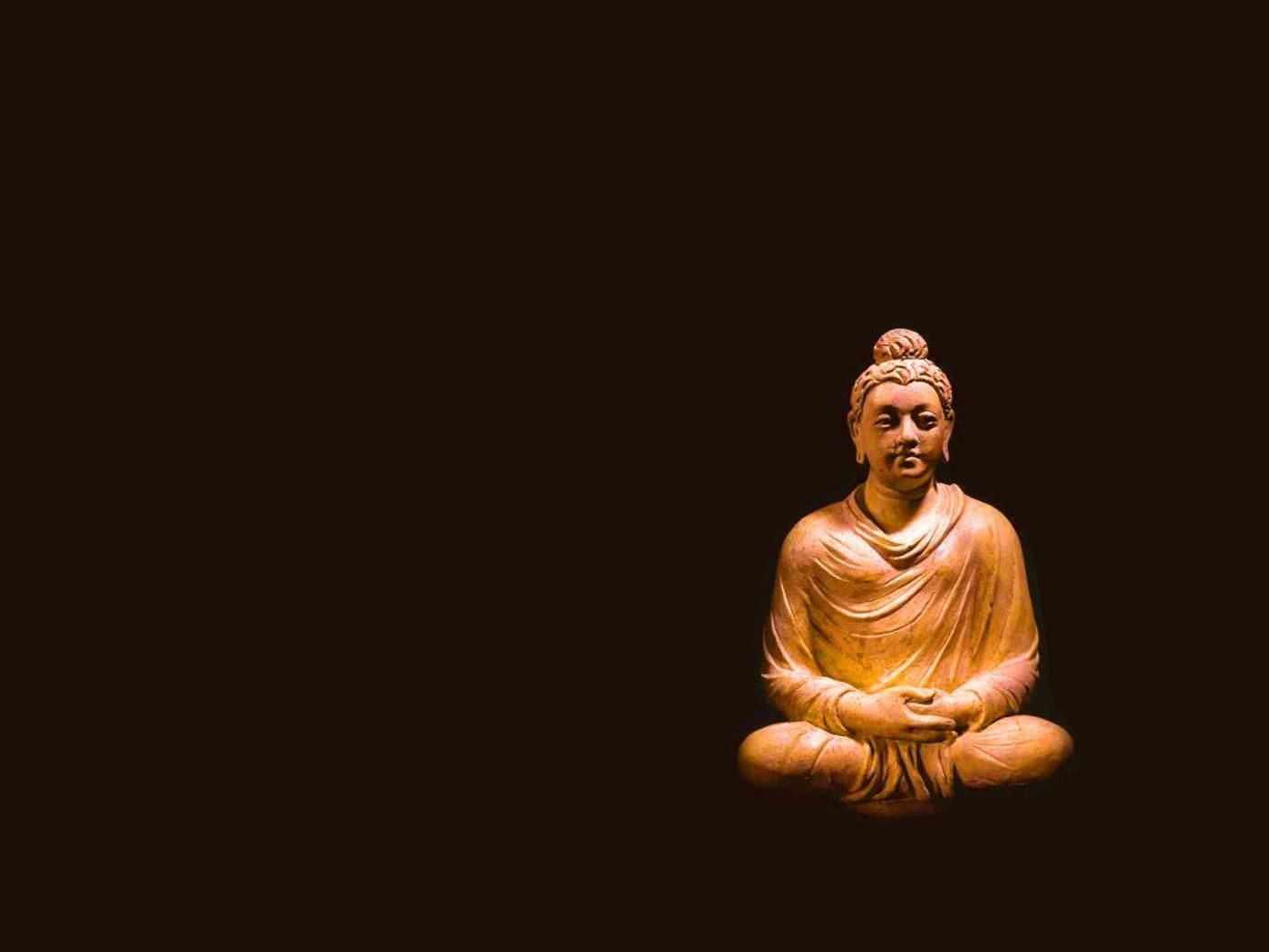 Buddha, 3D wooden sculpture, warmly lit, HD Desktop Wallpaper