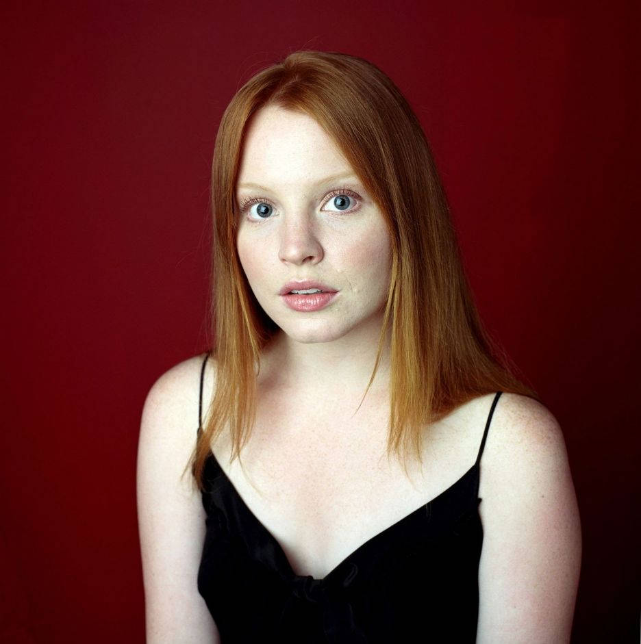 Lauren Ambrose, classic black dress, red hair, SD Phone Wallpaper