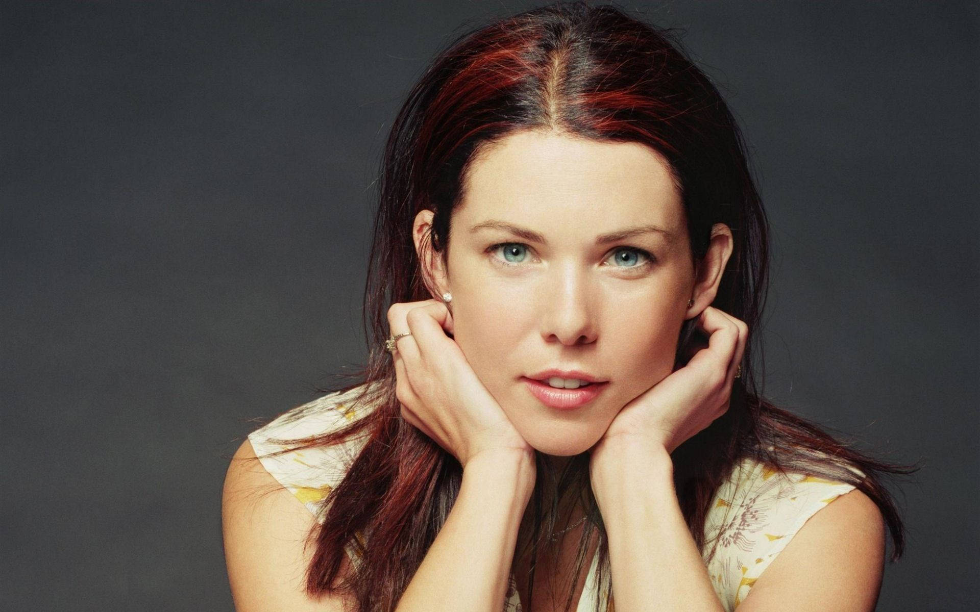 Lauren Graham, blue eyes, red-streaked hair, Full HD Desktop Wallpaper