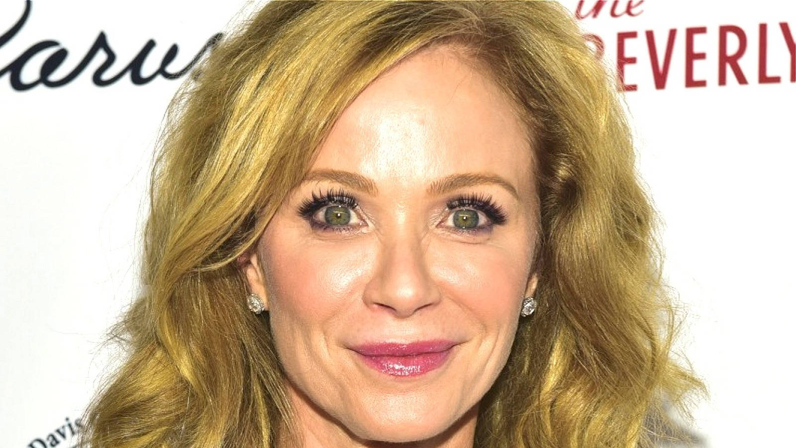 Lauren Holly, wavy blonde hair, sparkling earrings, HD Desktop Wallpaper