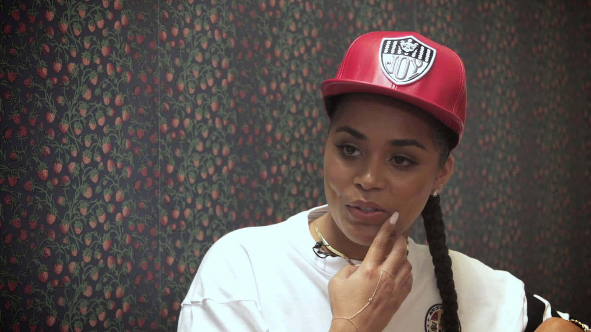 Lauren London, red cap, white tee, Full HD Desktop Wallpaper
