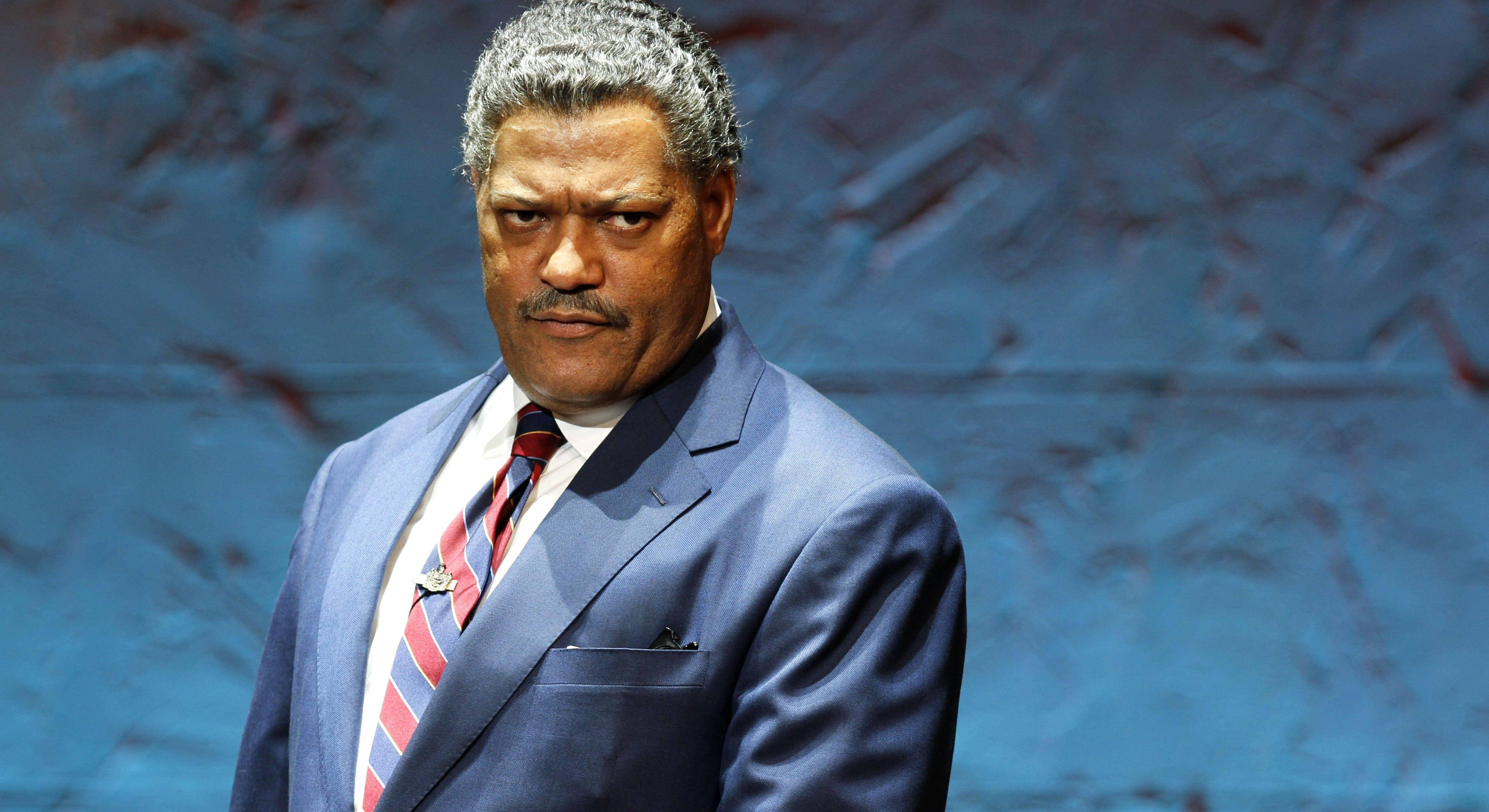Laurence Fishburne, blue suit, striped tie, 4K Desktop Wallpaper