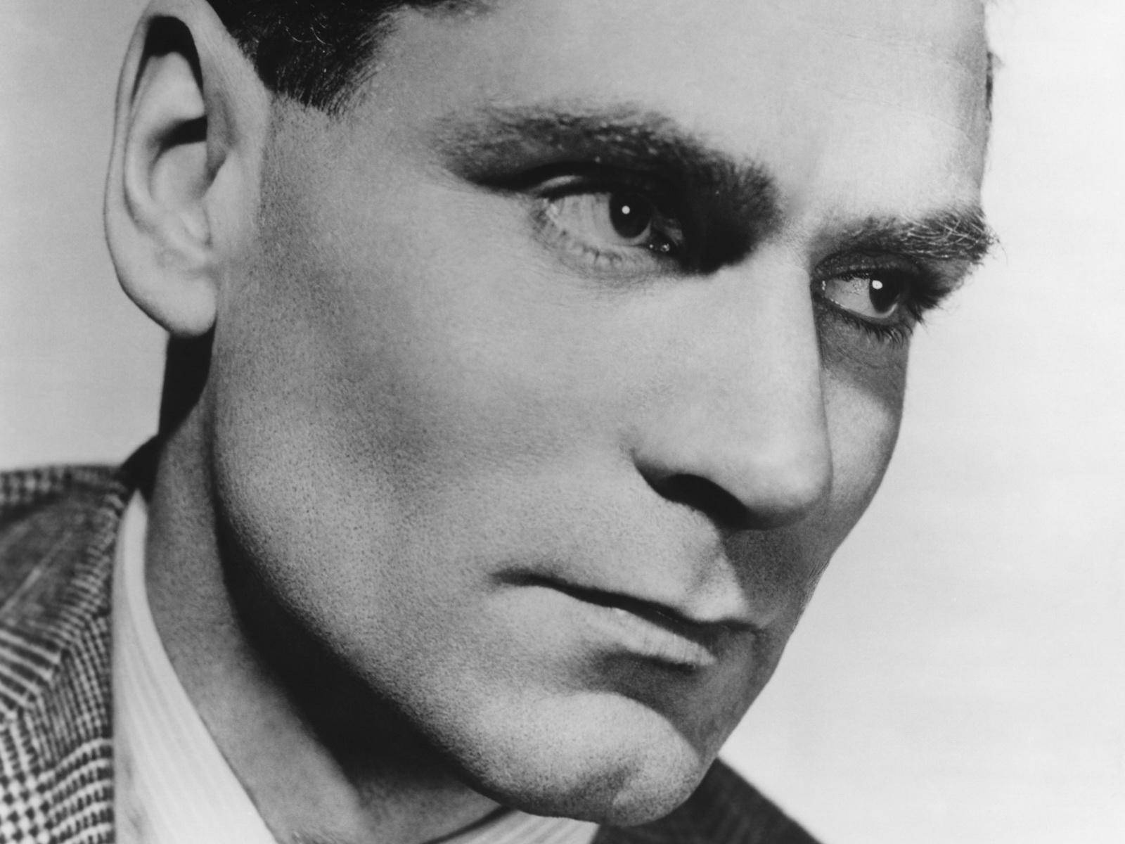 Laurence Olivier, black and white, close-up portrait, HD Desktop Wallpaper