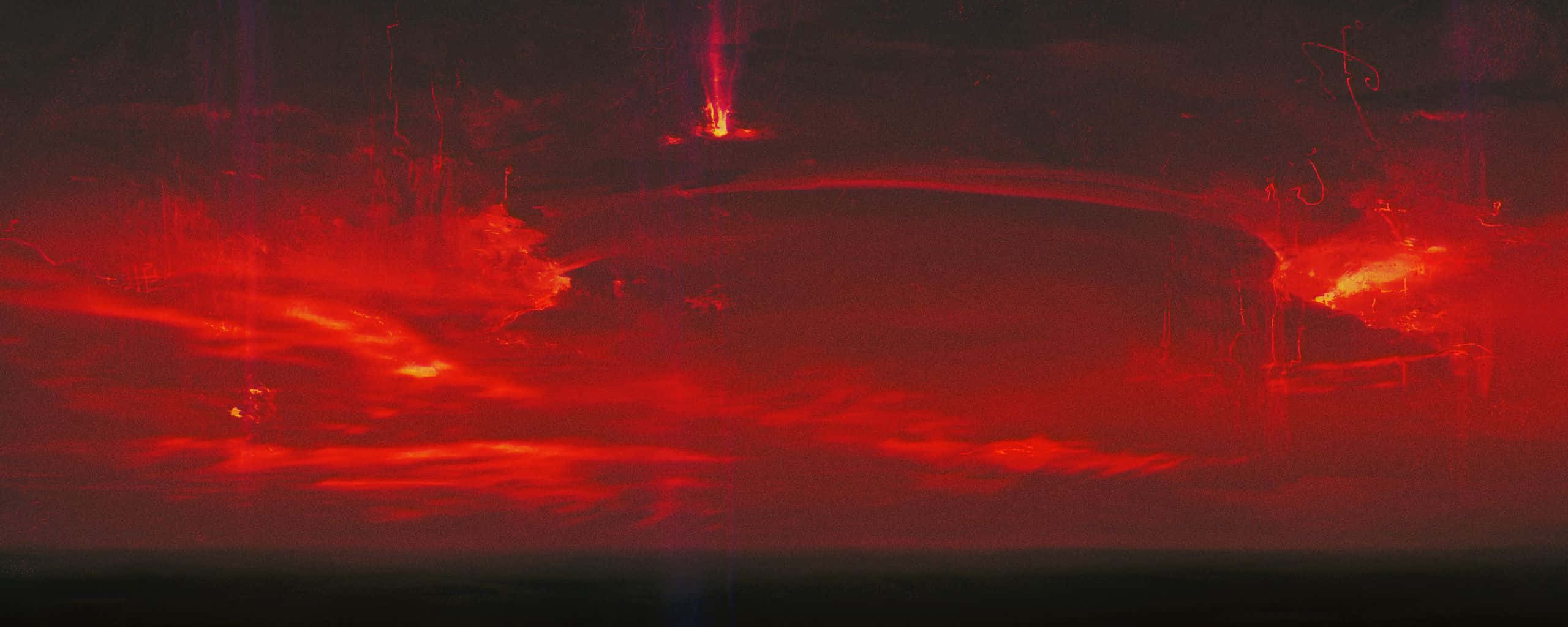 Red Ultra Wide HD, surreal red-hued sky, glowing streaks, 2K Desktop Wallpaper