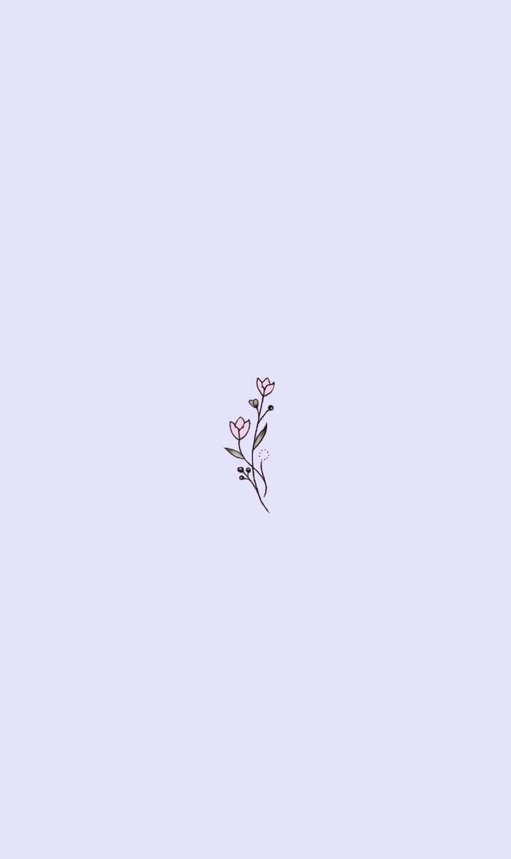 minimalist lavender sketchon, purple background, small pink flower stem, HD Phone Wallpaper