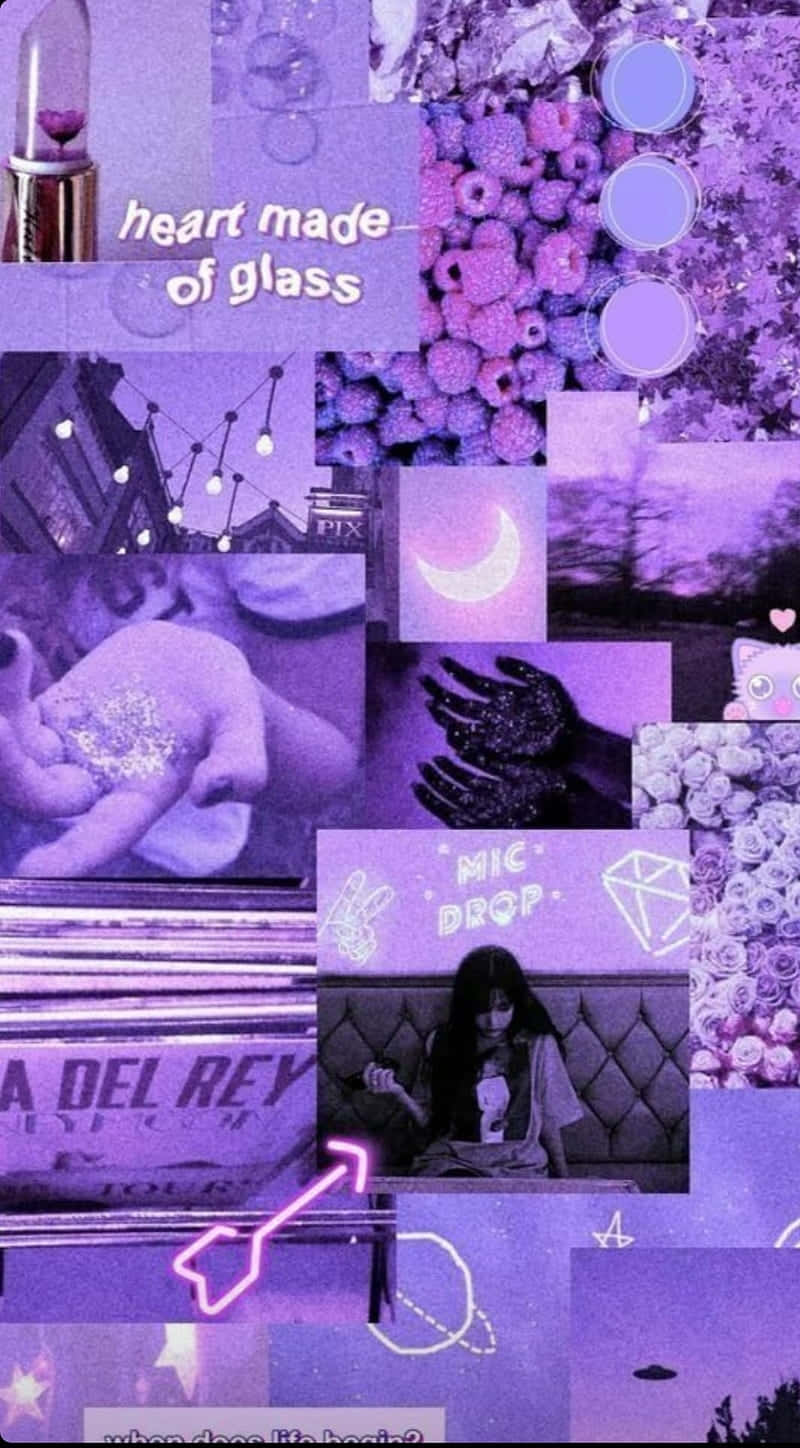 Lavender Collage Aesthetic, raspberries, glitter hands, HD Phone Wallpaper