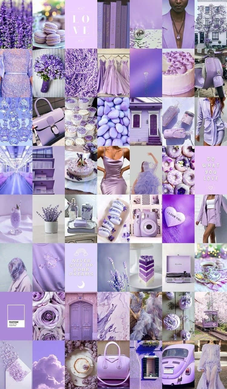 lavender aesthetic collage, macarons, cakes, HD Phone Wallpaper