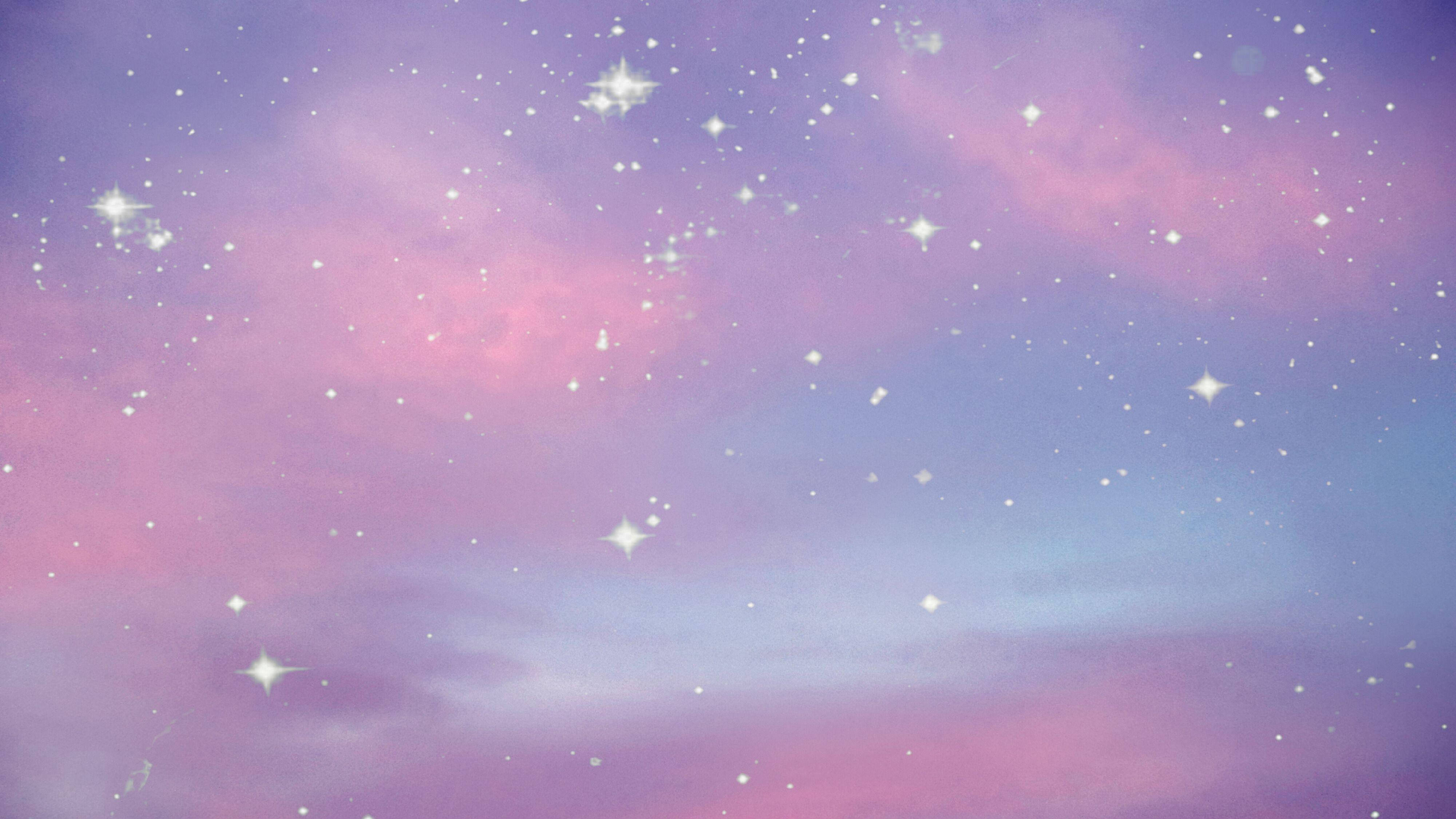Starry Lavender Sky, pastel sky, twinkling stars, 4K Desktop Wallpaper