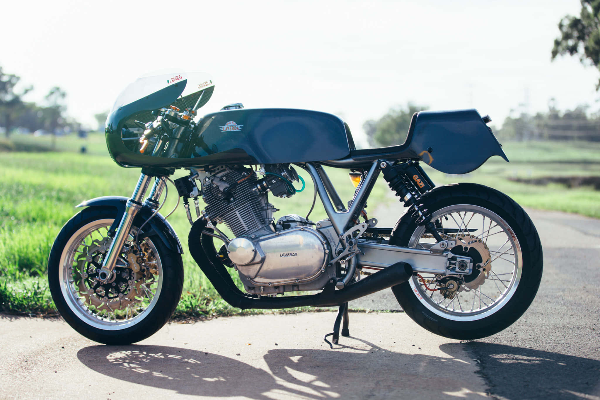 Laverda, green and silver motorcycle, chrome accents, Full HD Desktop Wallpaper