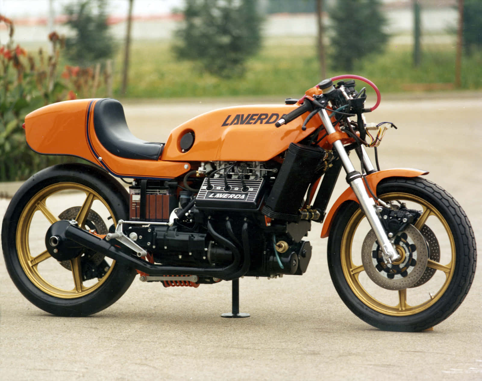 Laverda, vintage orange, gold wheels, HD Desktop Wallpaper