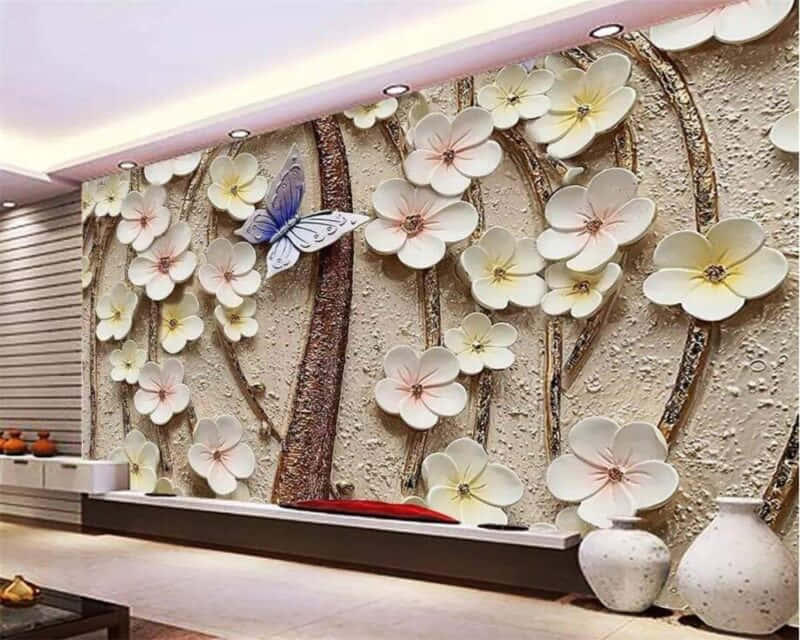 Lavish Wall Art, 3d floral wallpaper, white blossoms, SD Desktop Wallpaper