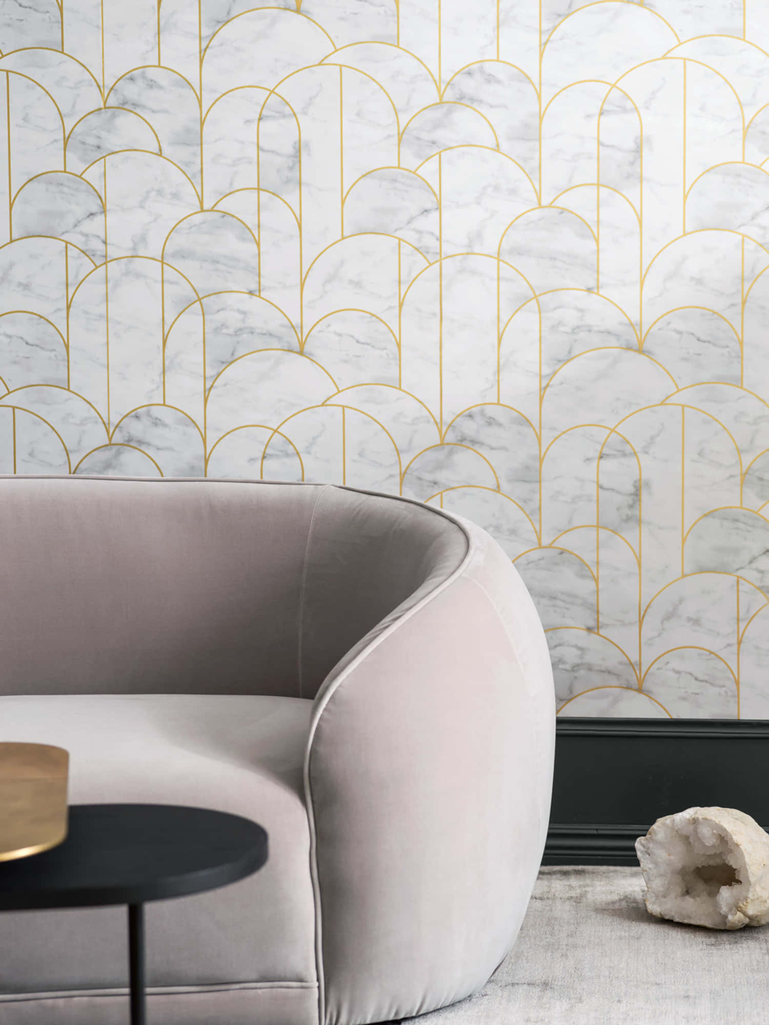 lavish sofa, mauve velvet armchair, marble wallpaper, Full HD Phone Wallpaper