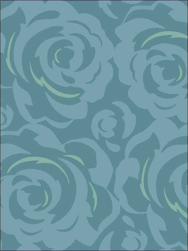 lavish blue rug, stylized roses, muted teal, SD Phone Wallpaper
