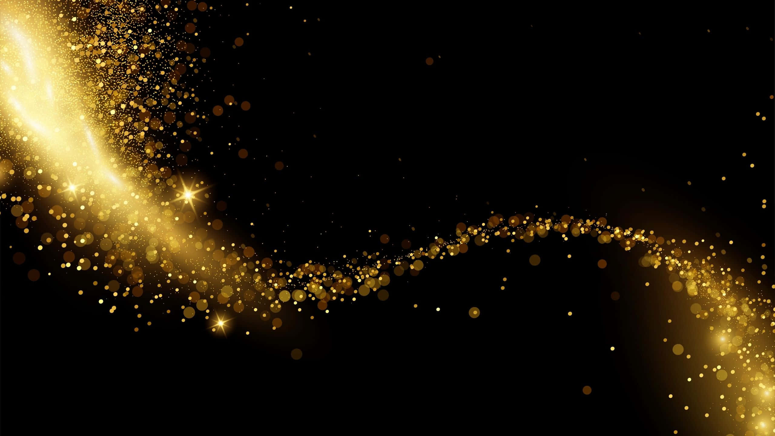 black, gold glitter, golden particle stream, 2K Desktop Wallpaper