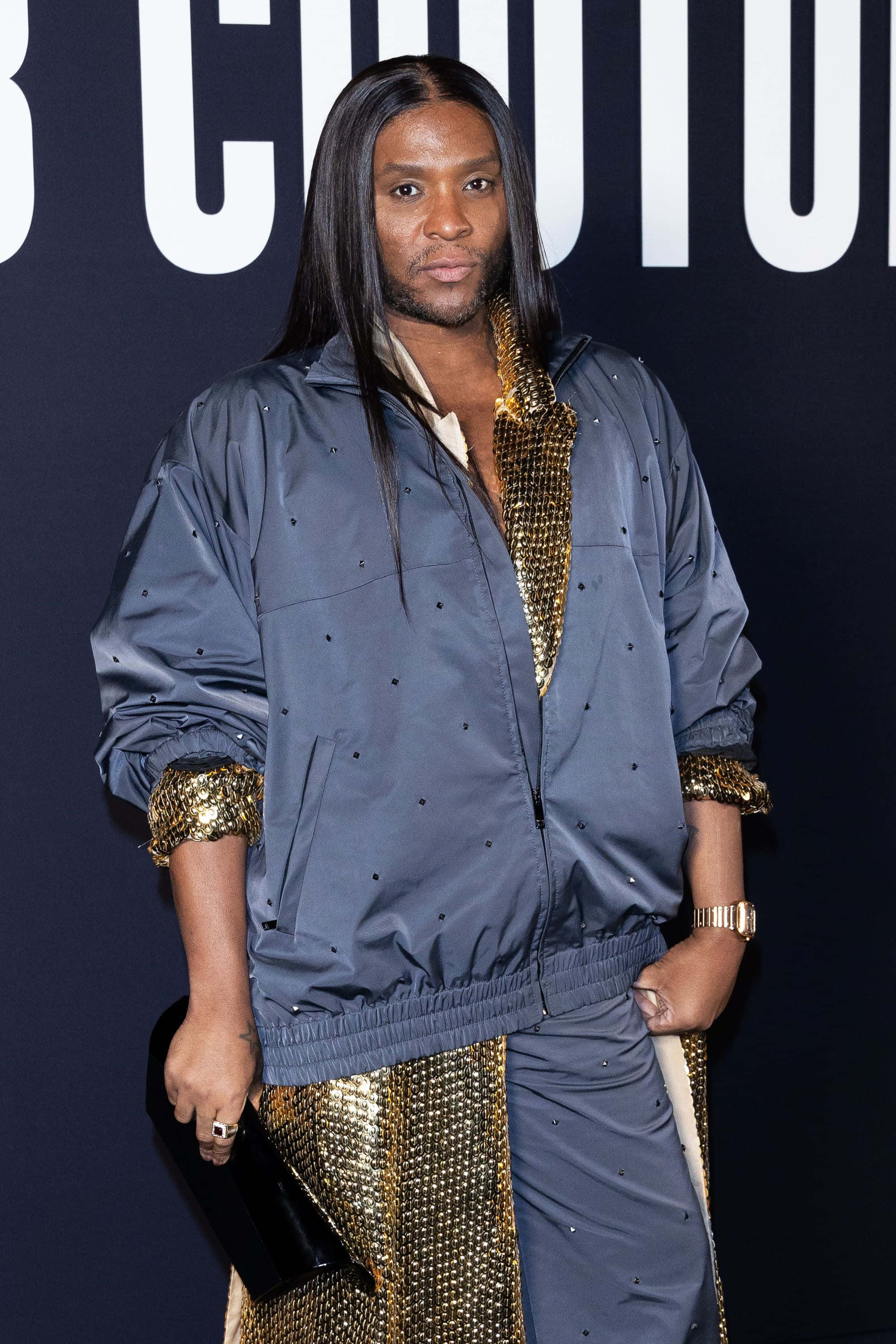 Law Roach, blue jacket, gold sequined accents, 2K Phone Wallpaper
