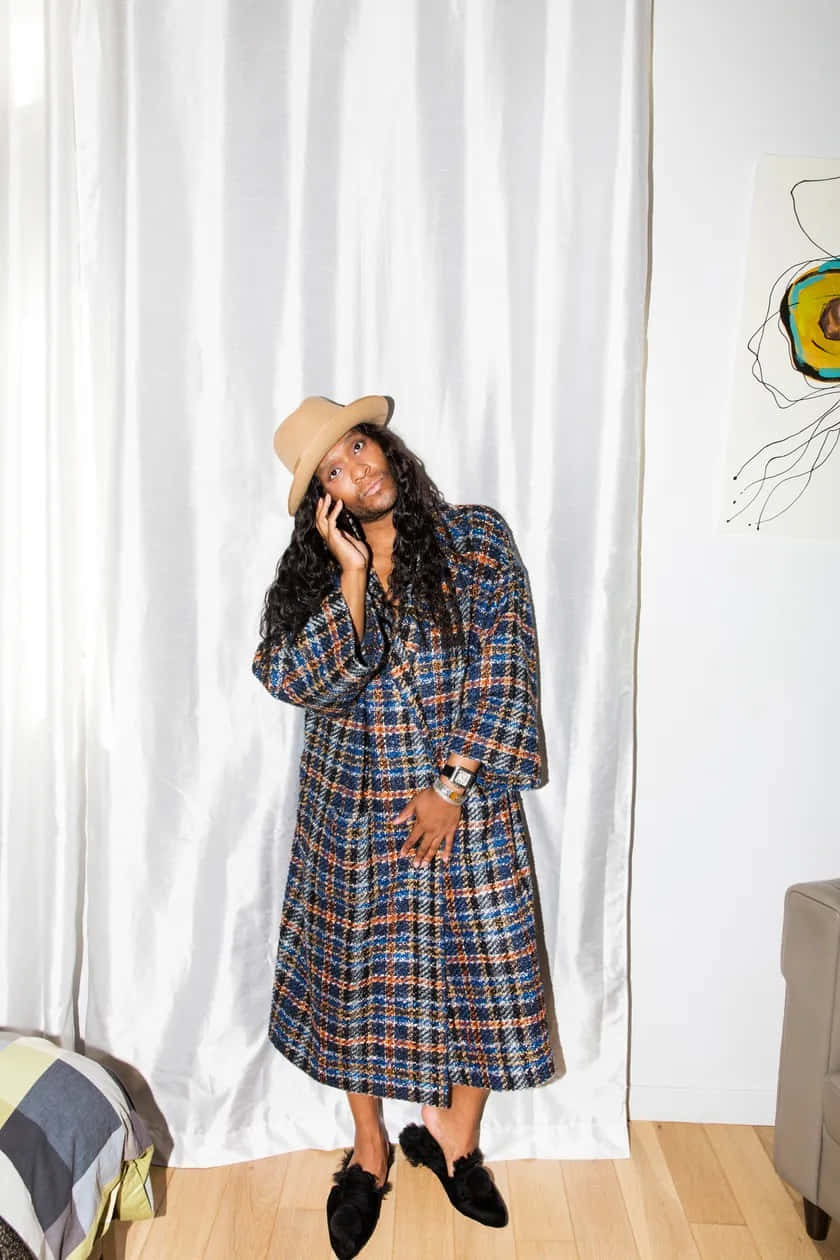 Law Roach, plaid coat, hat, SD Phone Wallpaper