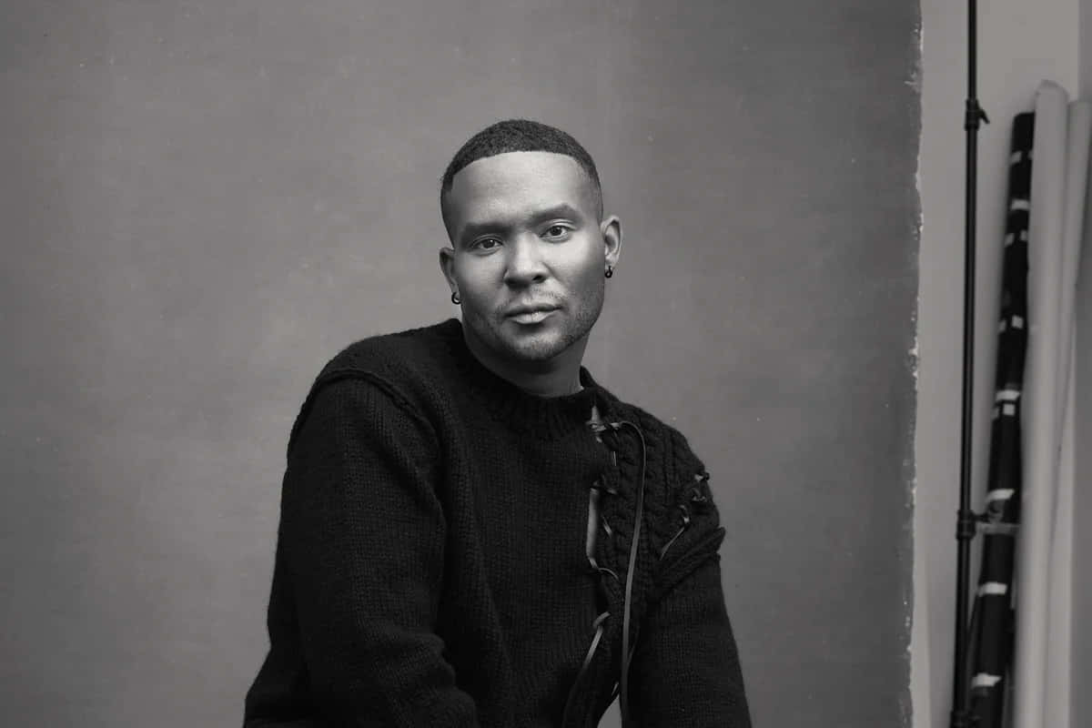 Law Roach, black and white portrait, short hair, SD Desktop Wallpaper
