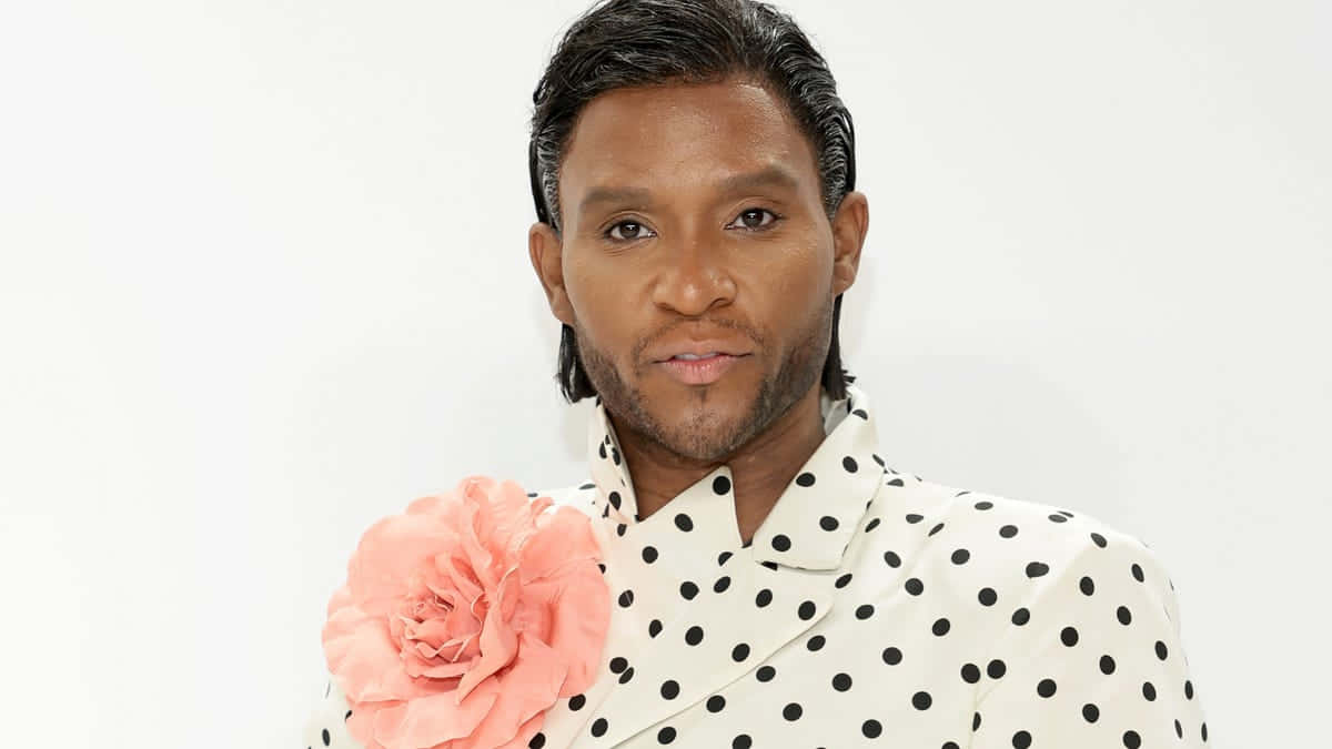 Law Roach, white polka-dot jacket, large peach rose, SD Desktop Wallpaper
