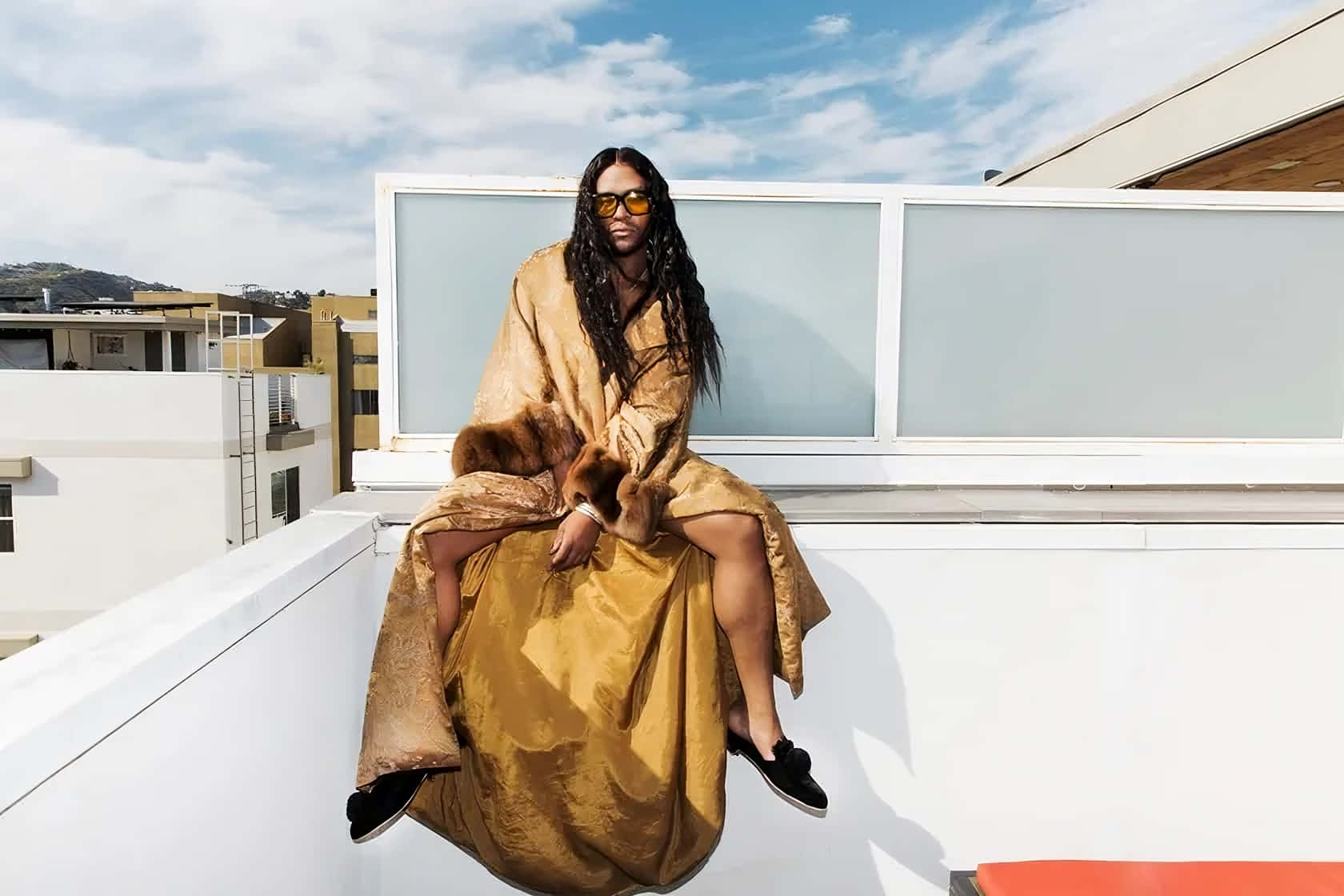 Law Roach, long dreadlocks, gold sunglasses, HD Desktop Wallpaper