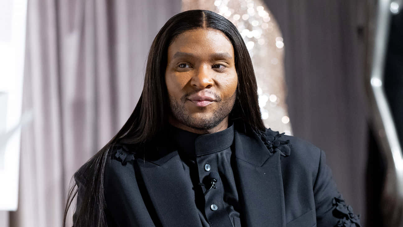 Law Roach, black ruffled jacket, soft curtains, HD Desktop Wallpaper