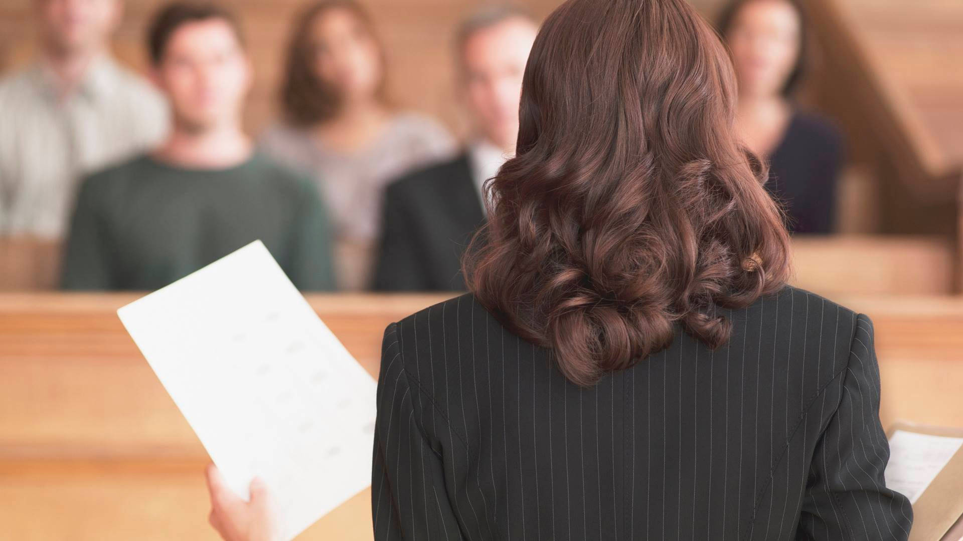 pinstripe suit, courtroom, blurred jury, Full HD Desktop Wallpaper