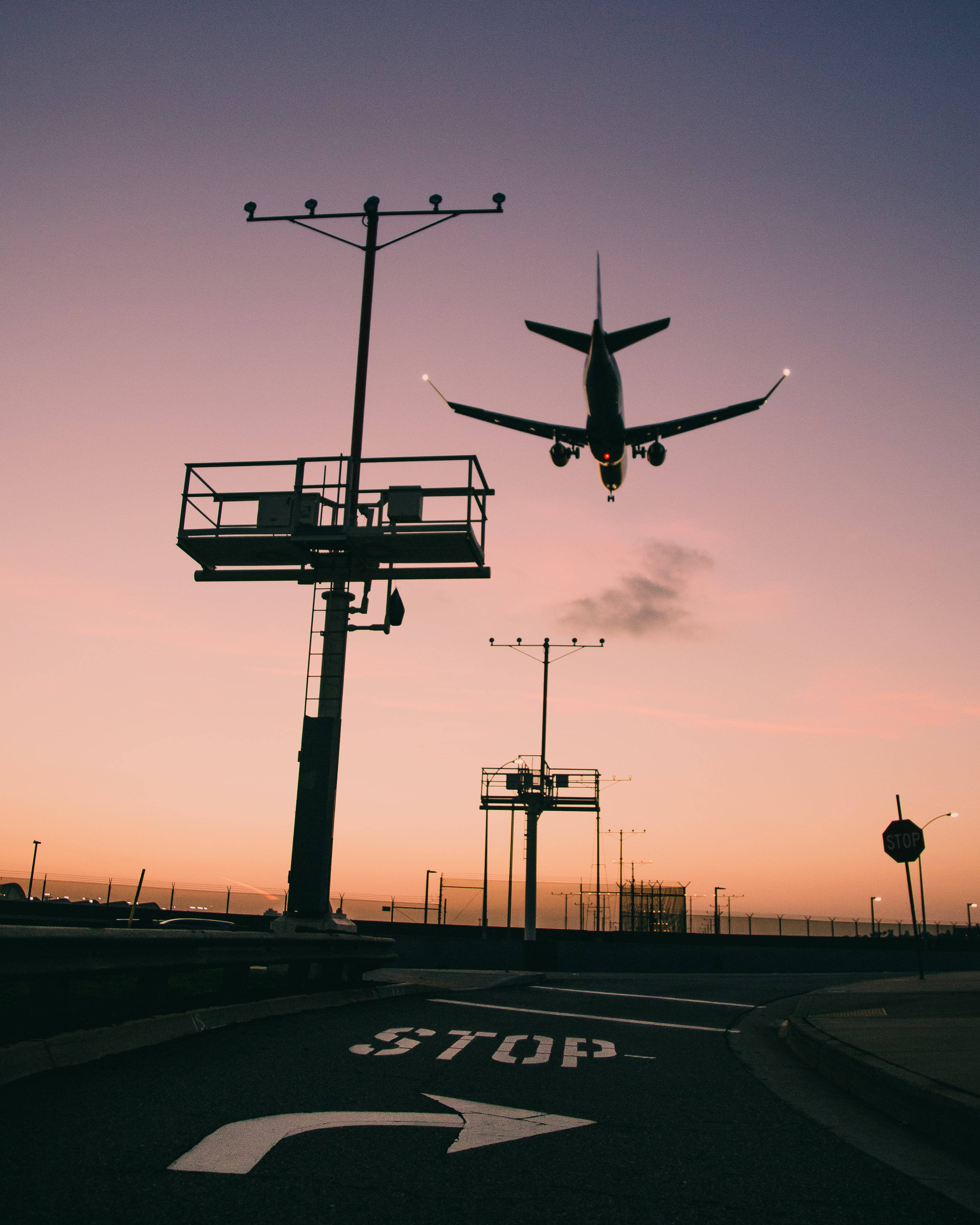 LAX, airplane, sunset, 4K Phone Wallpaper