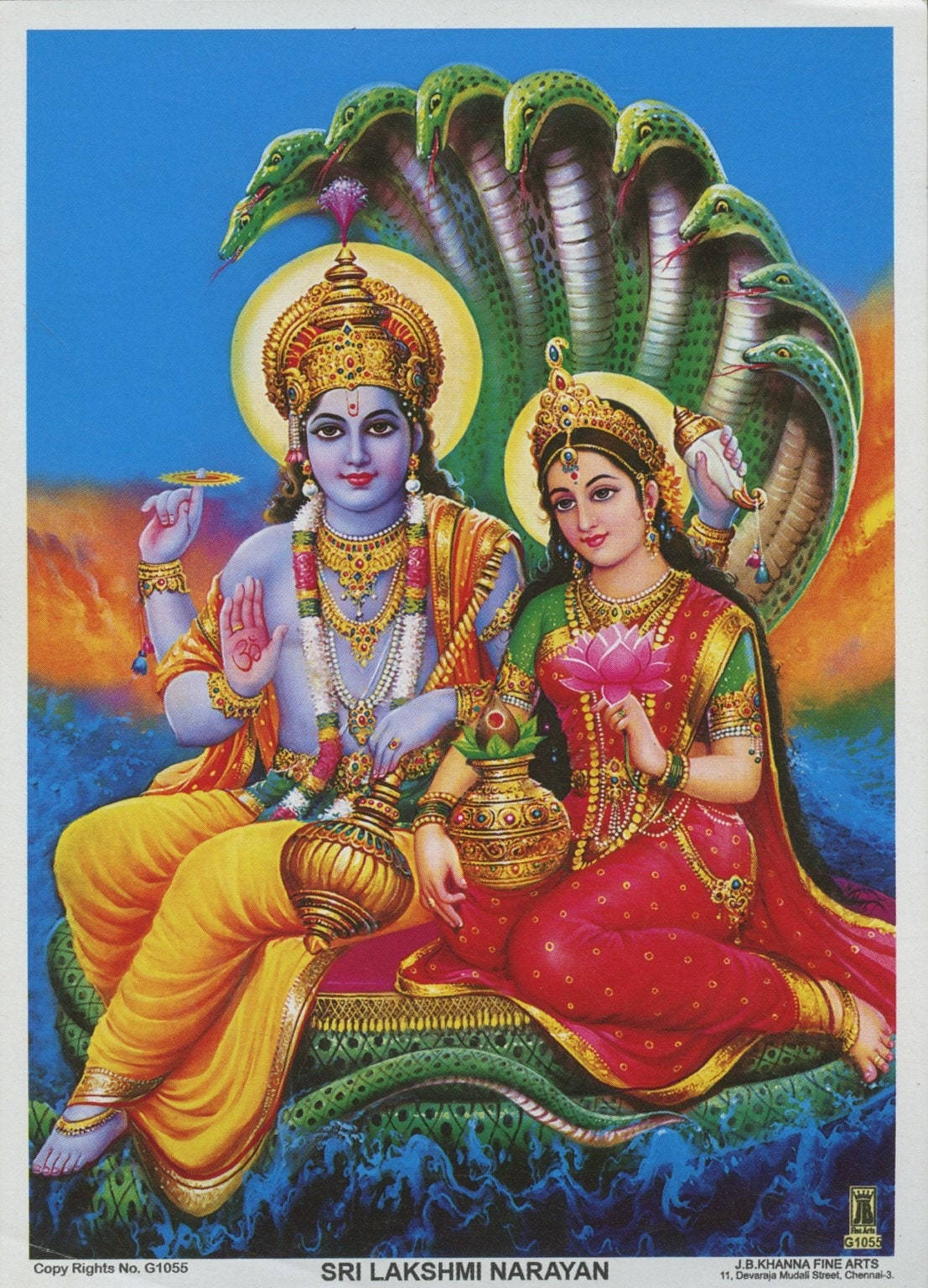 Laxmi Narayan, green Shesha, multi-headed serpent hood, HD Phone Wallpaper