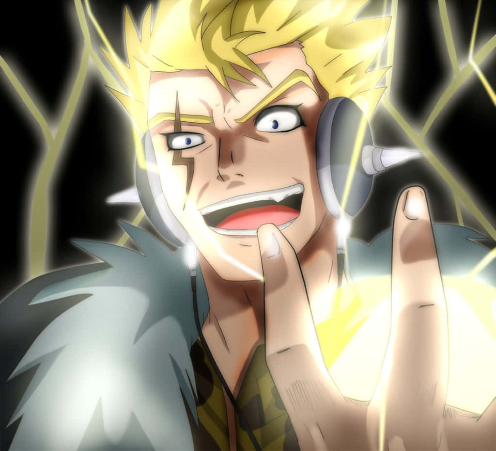 Laxus Dreyar, spiky blonde anime character, headphones, SD Desktop Wallpaper