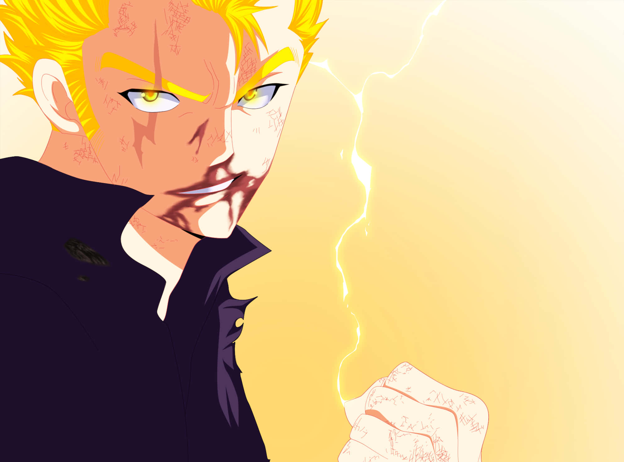 Laxus Dreyar, spiky blonde hair, glowing eyes, Full HD Desktop Wallpaper