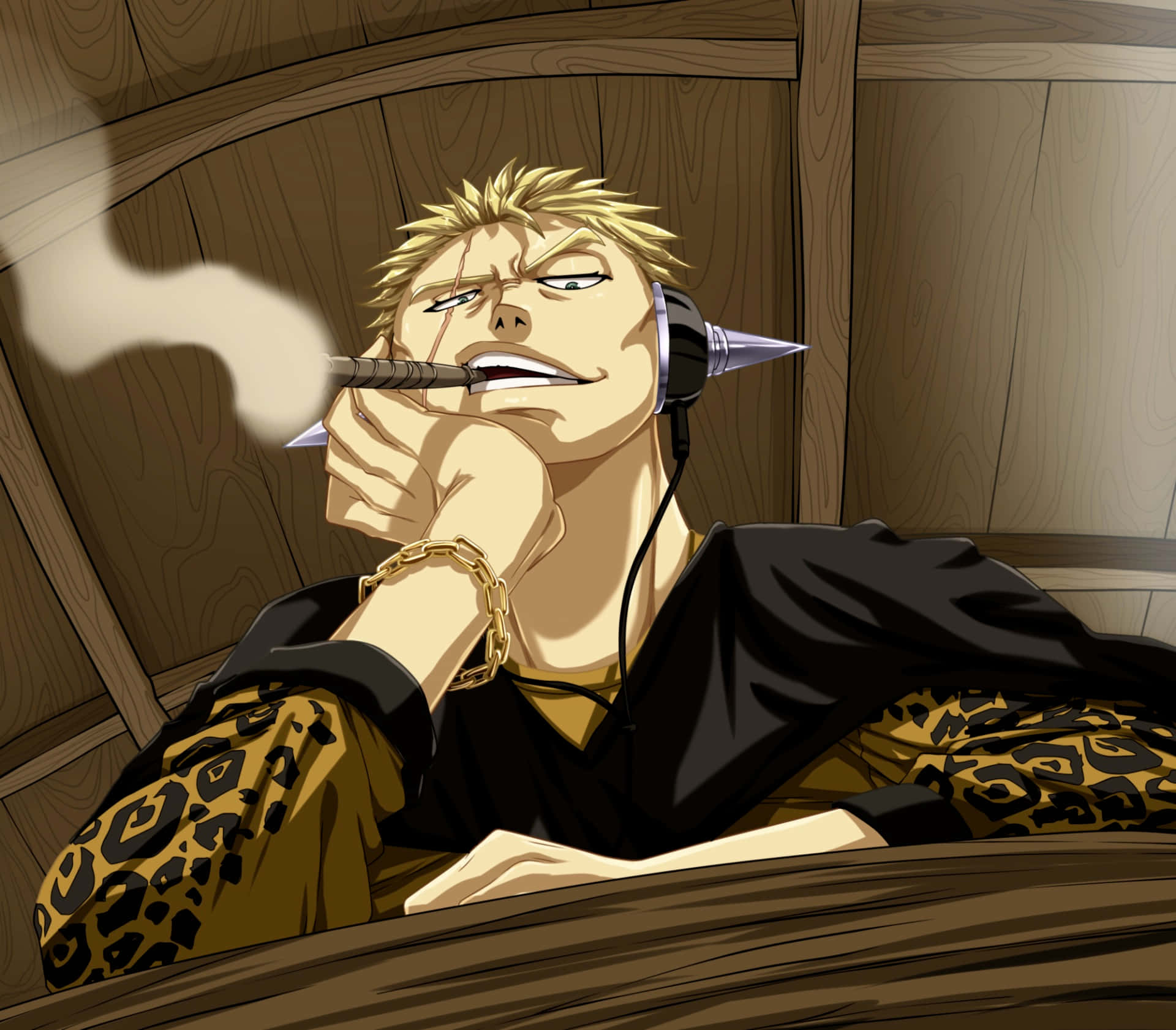 Laxus Dreyar, spiky-haired anime man, cigarette, Full HD Desktop Wallpaper
