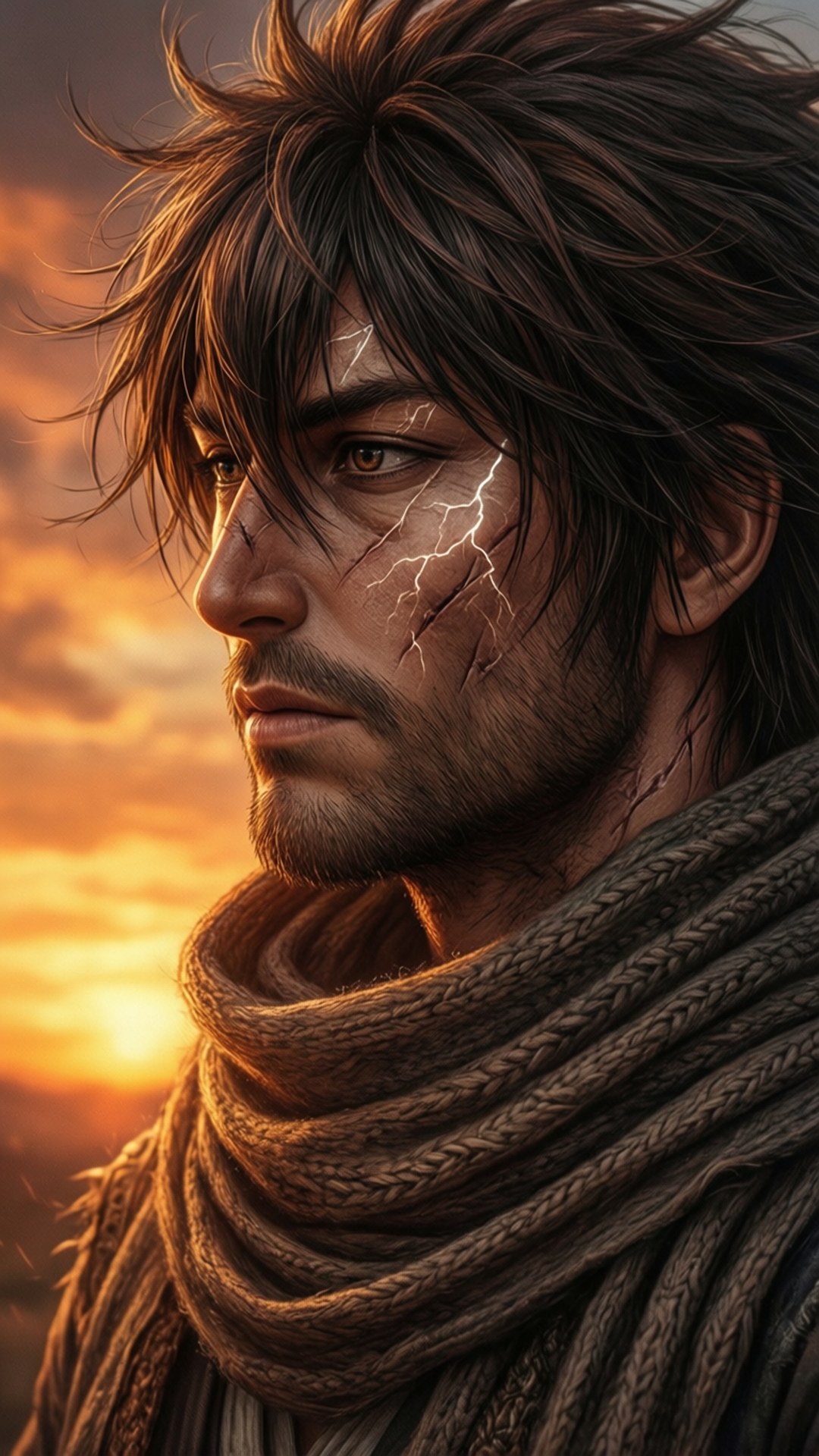 Laxus Dreyar, lightning scars, sunset, Full HD Phone Wallpaper