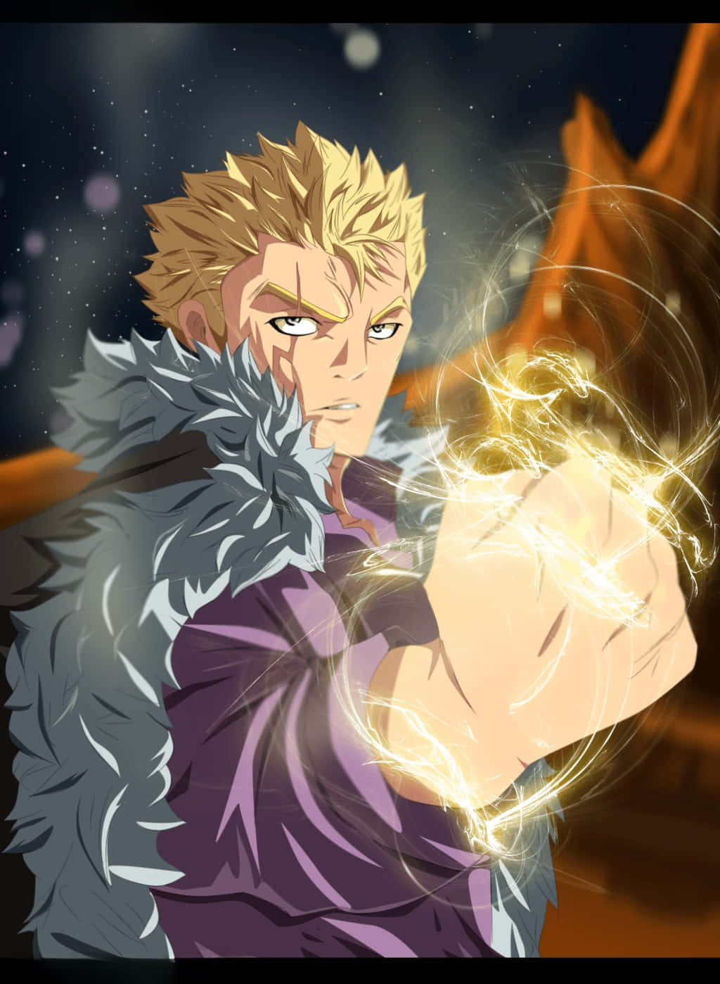 Laxus Dreyar, spiky blonde hair, glowing golden energy, HD Phone Wallpaper