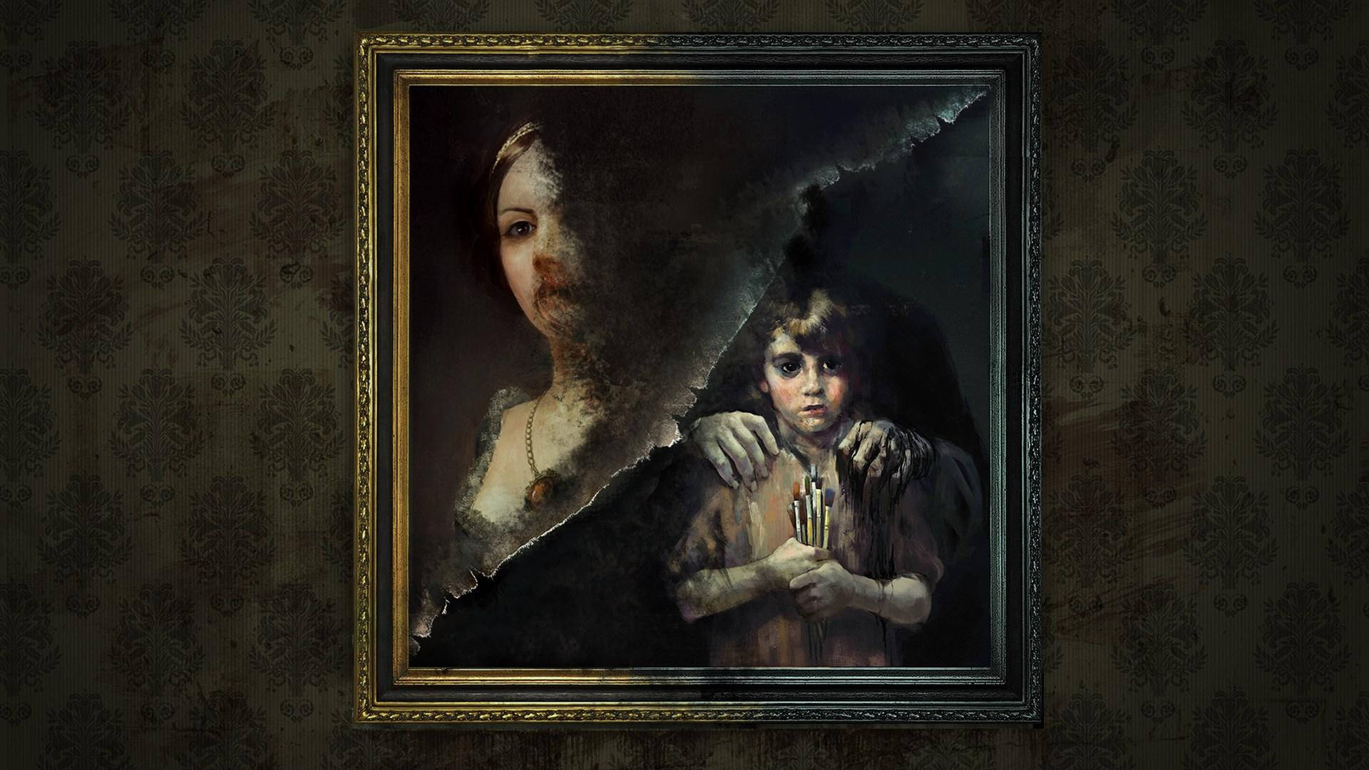 Layers Of Fear, gold frame, woman and child, Full HD Desktop Wallpaper