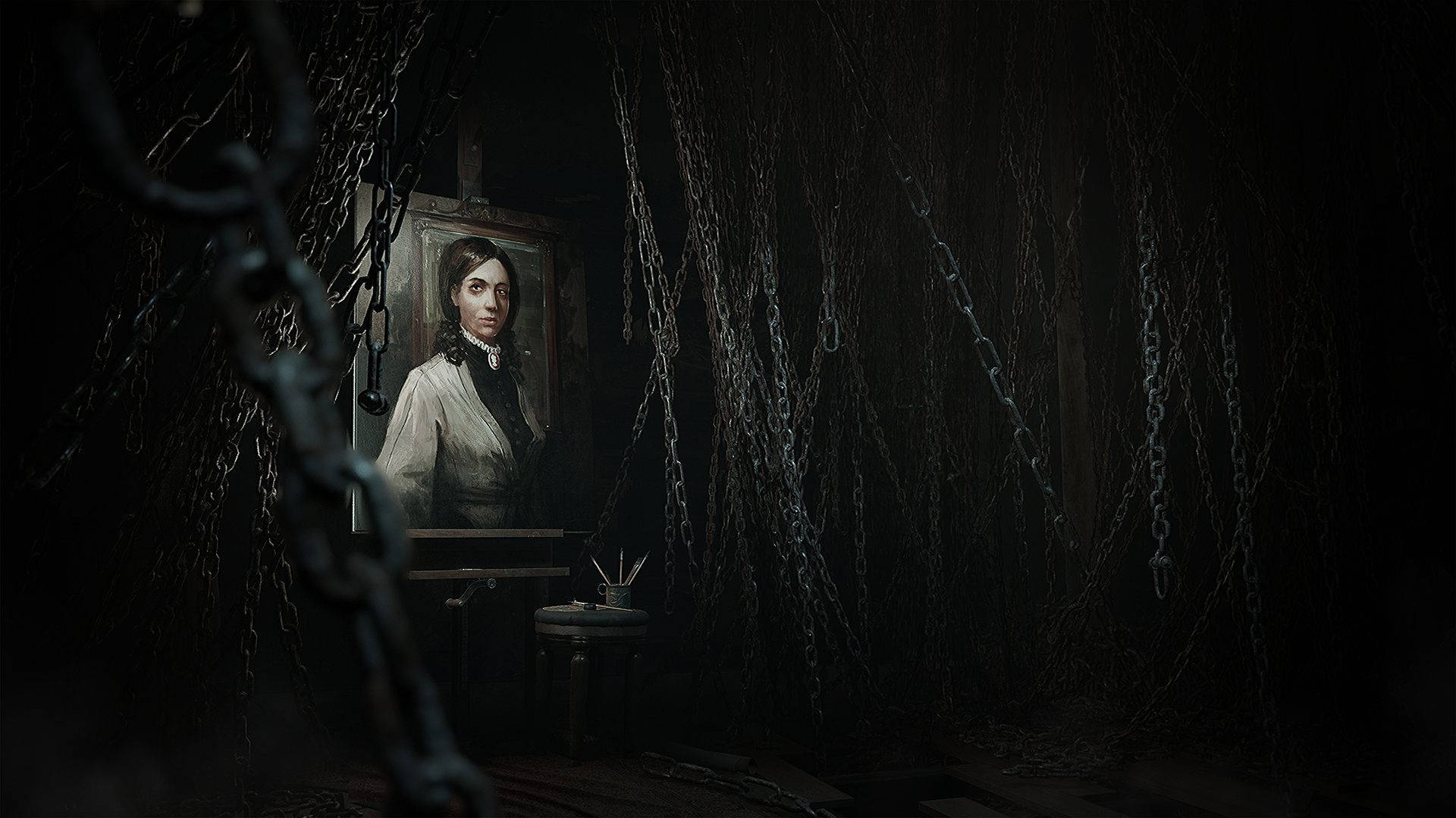 Layers Of Fear, haunting chained portrait, woman, Full HD Desktop Wallpaper