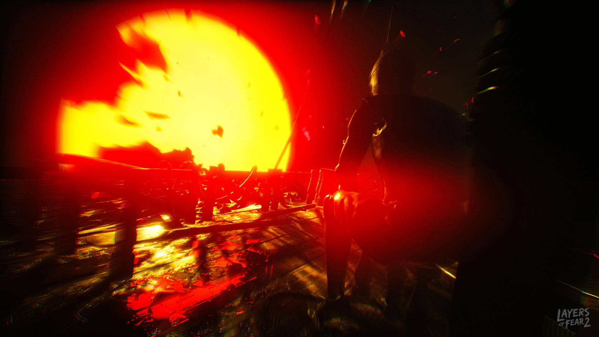 Layers Of Fear, giant explosion, massive fiery sun, Full HD Desktop Wallpaper