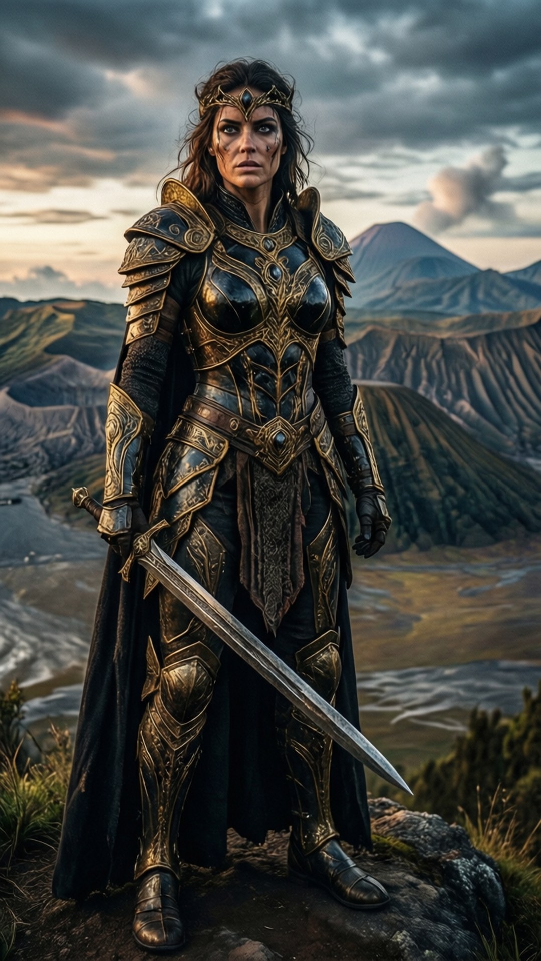 Laysla De Oliveira, warrior queen, golden armor, Full HD Phone Wallpaper