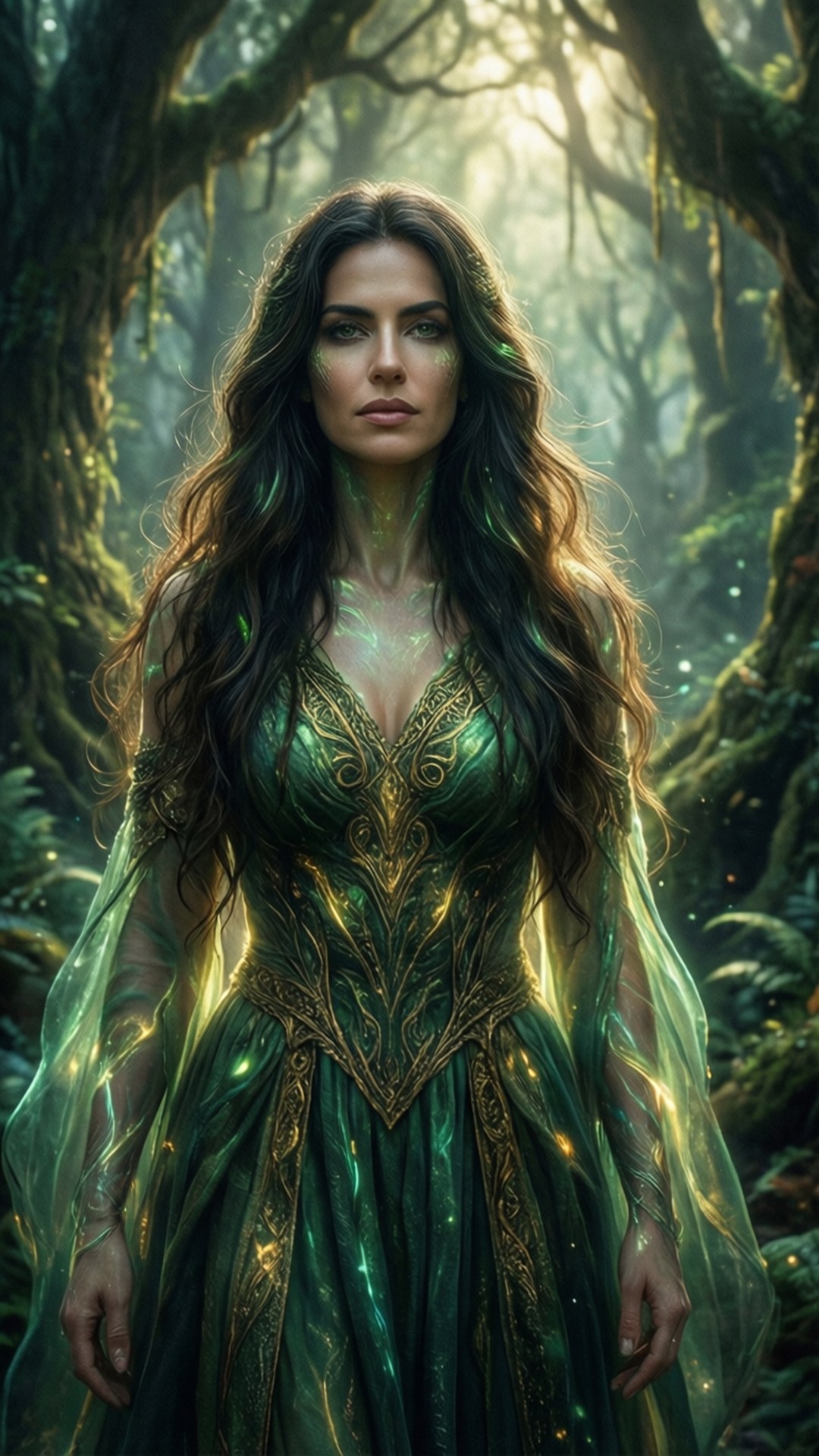 Laysla De Oliveira, enchanted forest spirit, mystical woodland setting, Full HD Phone Wallpaper