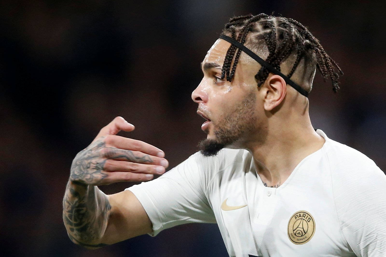 Layvin Kurzawa, box braids, stadium lights, HD Desktop Wallpaper
