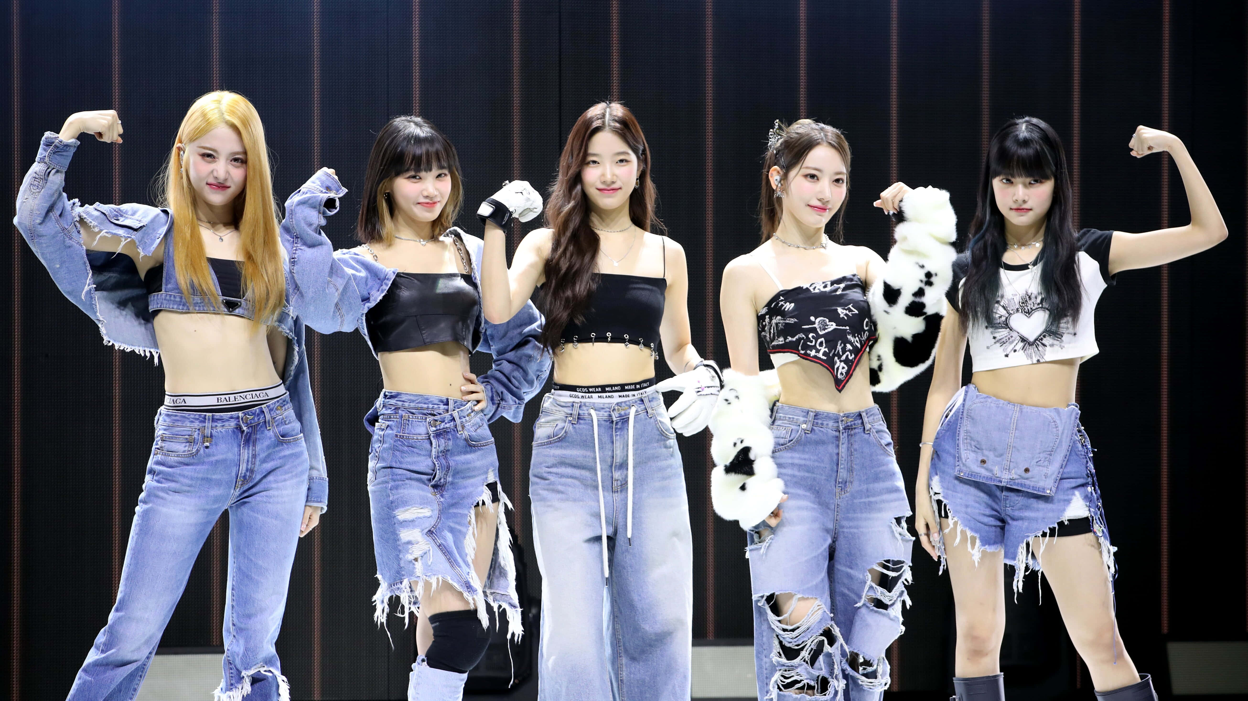 Le Sserafim, denim outfits, five stylish female idols, 5K Desktop Wallpaper