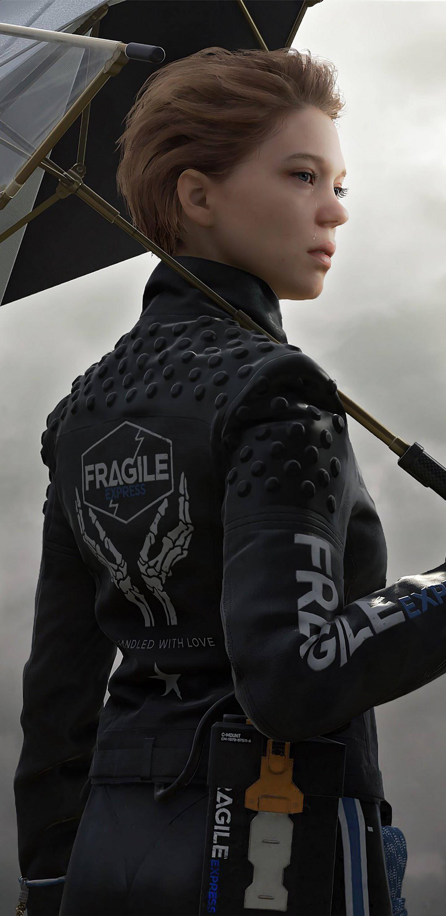 Lea Seydoux, Fragile, black armored jacket, 2K Phone Wallpaper