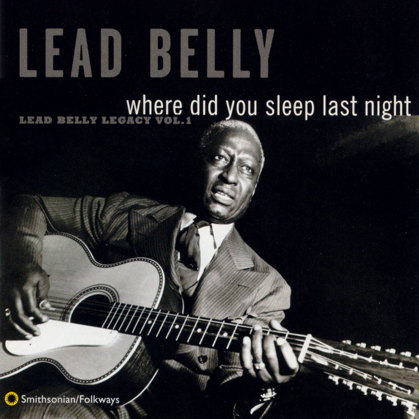 Leadbelly, acoustic guitar, black and white portrait, HD Desktop Wallpaper