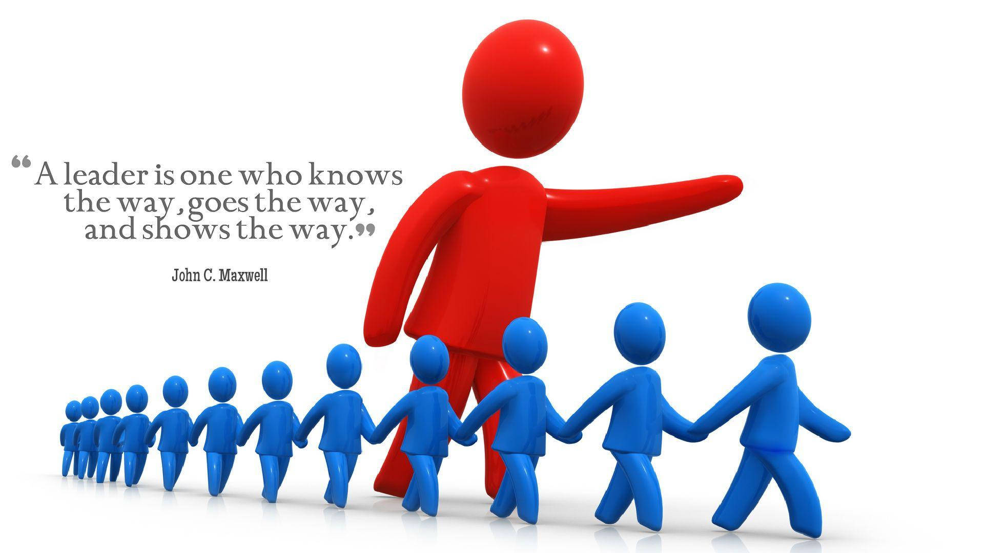 red 3d leader figure, blue followers, quote about leadership, Full HD Desktop Wallpaper