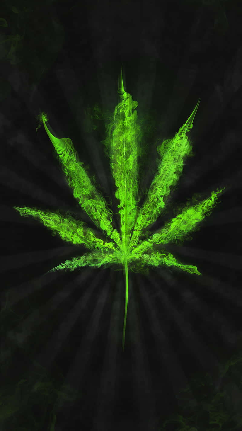 neon green, cannabis leaf, glowing, HD Phone Wallpaper