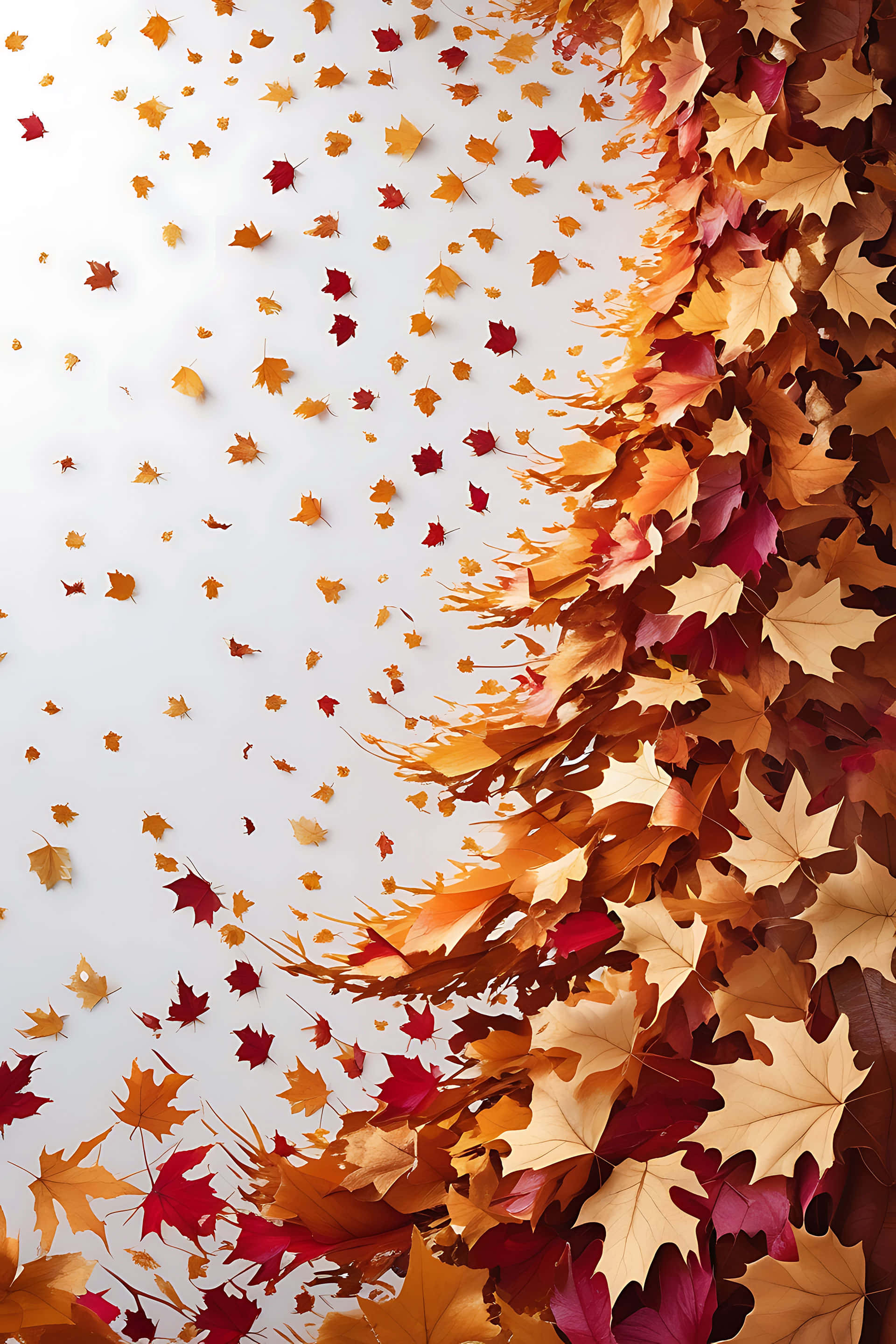 autumn maple leaves, red orange, gold, 2K Phone Wallpaper
