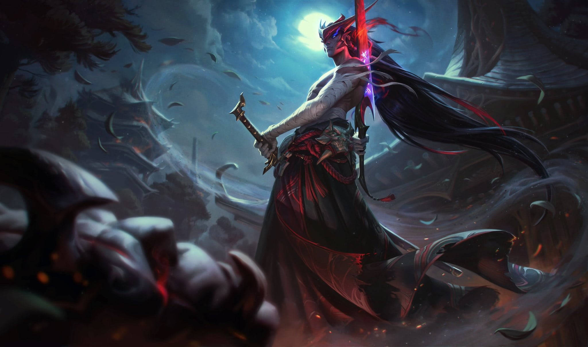 League Of Legends Android, samurai, red and black robes, Full HD Desktop Wallpaper