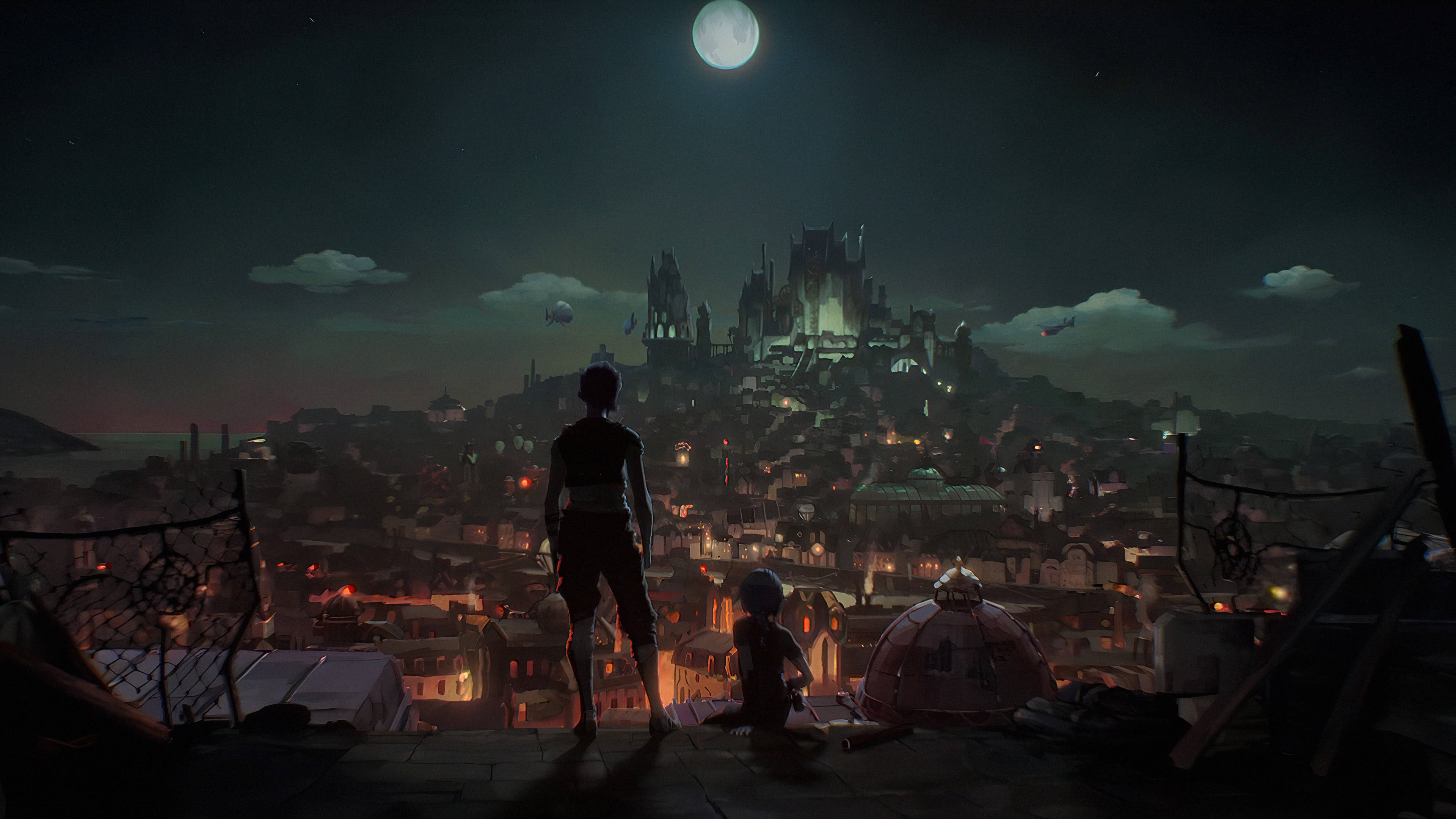 League Of Legends Android, Full Moon, moonlit fantasy cityscape, 4K Desktop Wallpaper