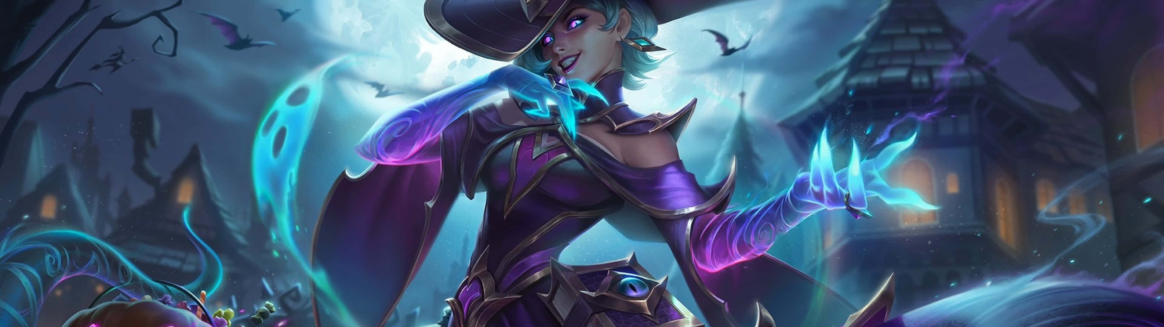 League of Legends, witch, purple armor, 4K Desktop Wallpaper