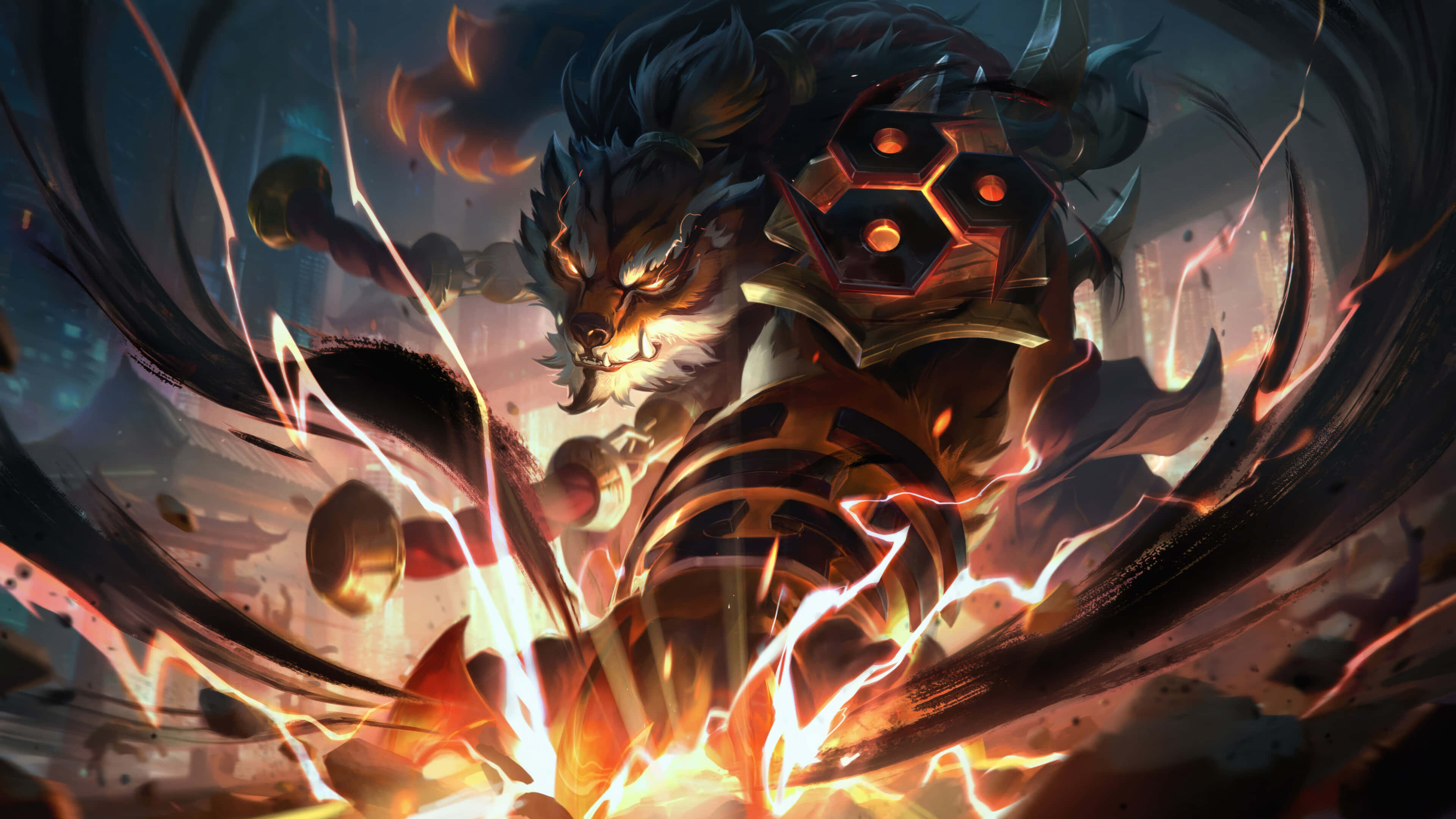 League Of Legends Champions, wolf-headed warrior, ornate armor, 4K Desktop Wallpaper
