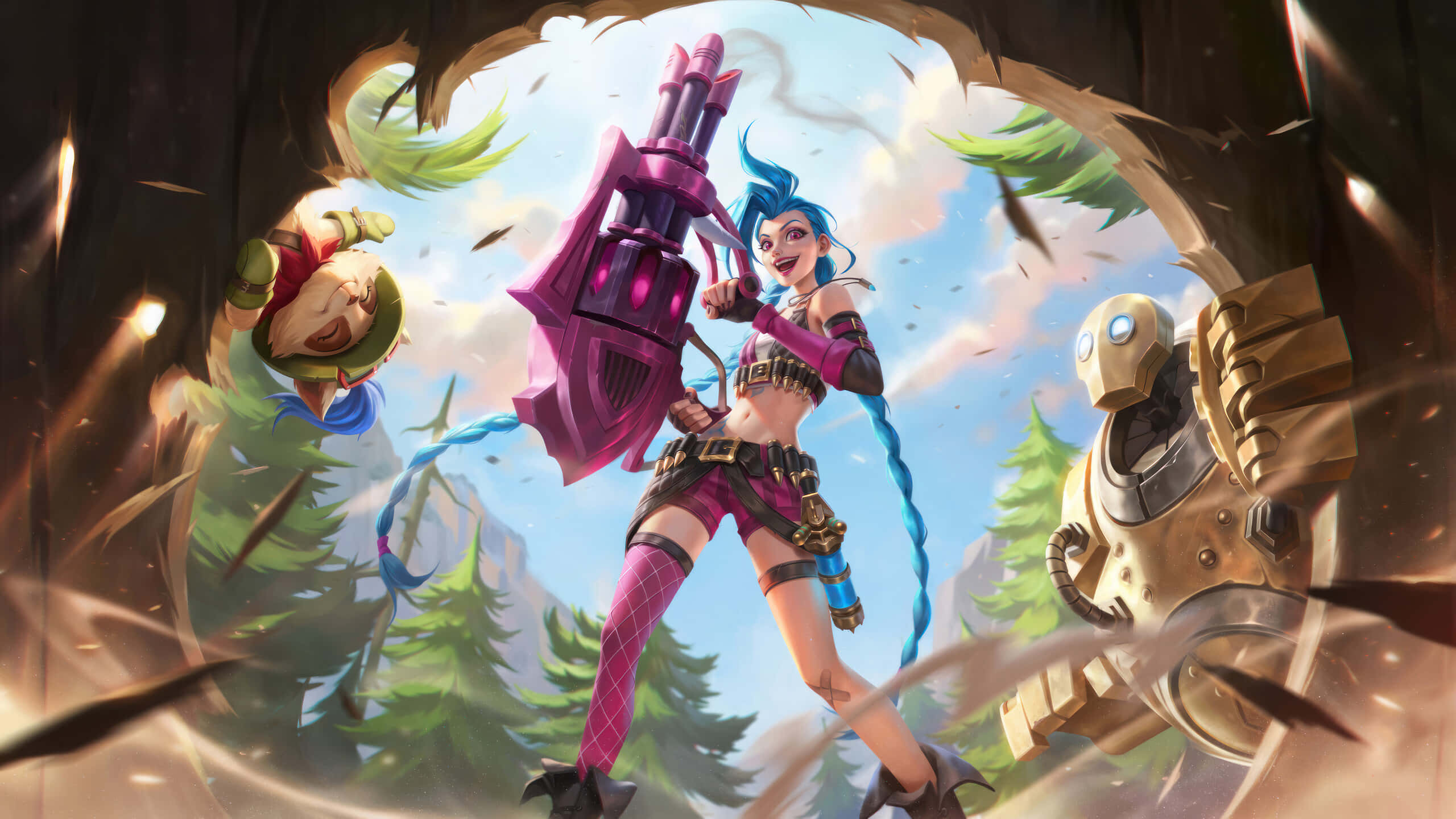League of Legends Champions, anime-style warrior, blue hair, 2K Desktop Wallpaper